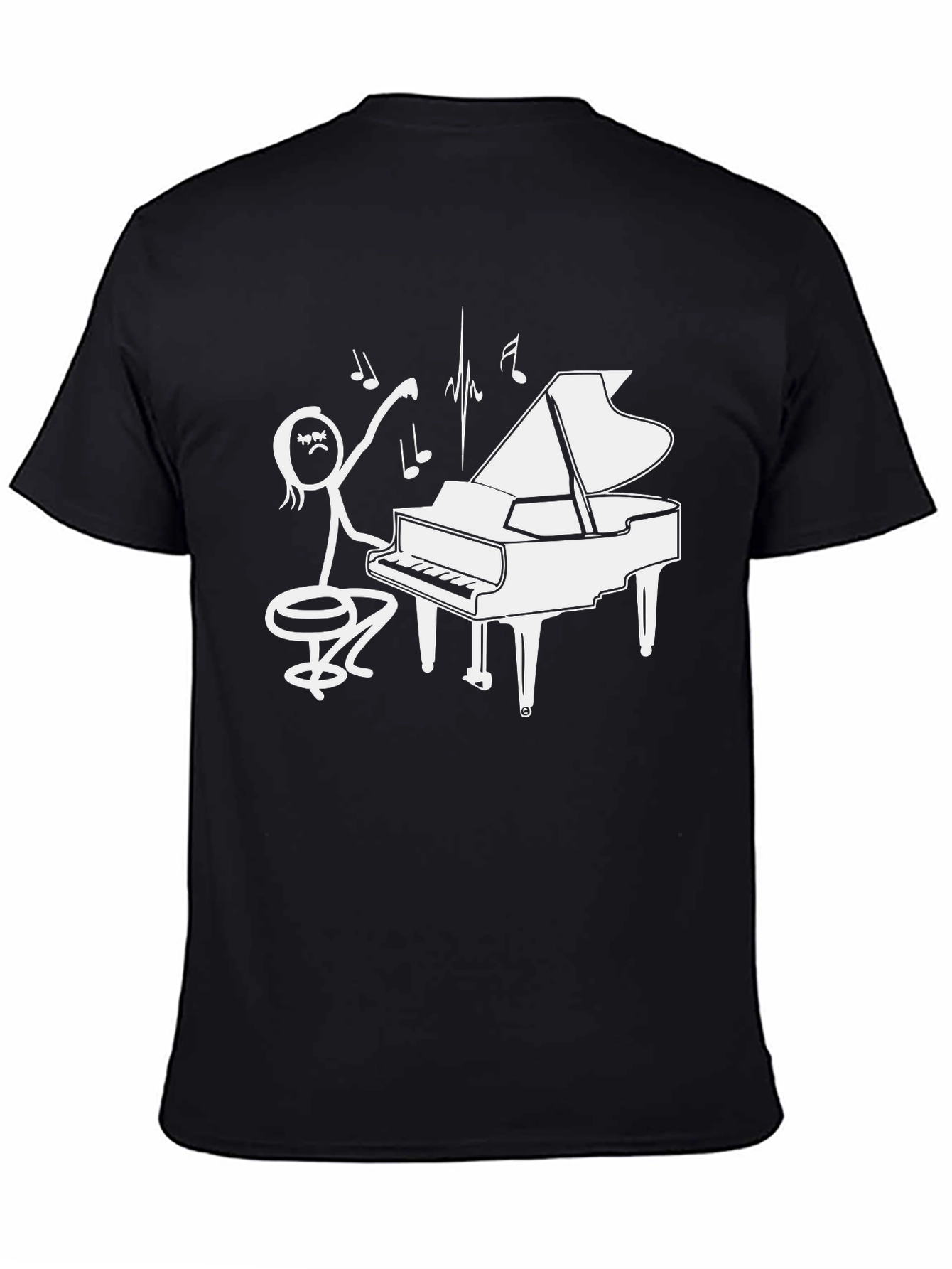 Piano Player Stick Figure Graphic T-Shirt