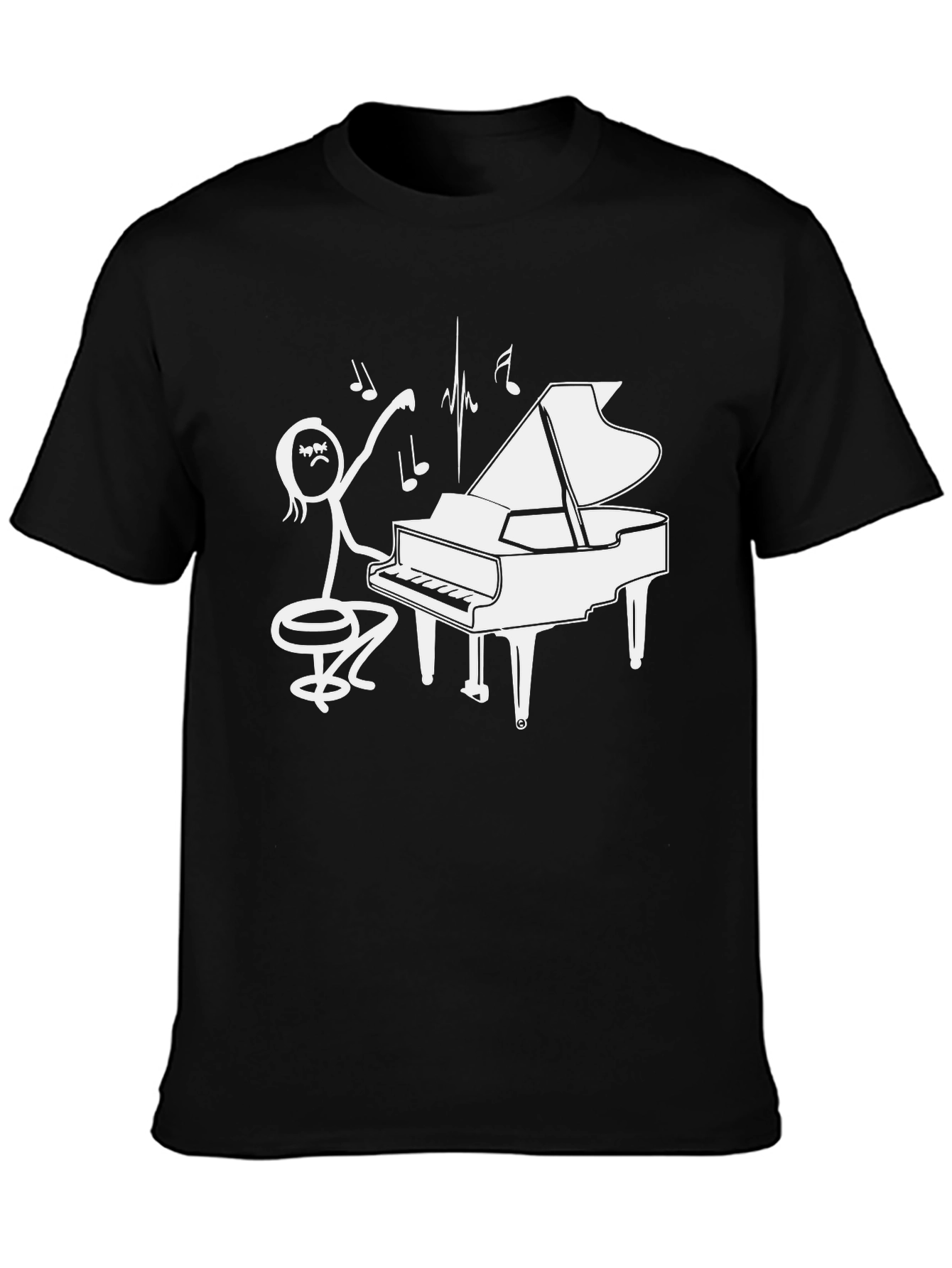 Piano Player Stick Figure Graphic T-Shirt
