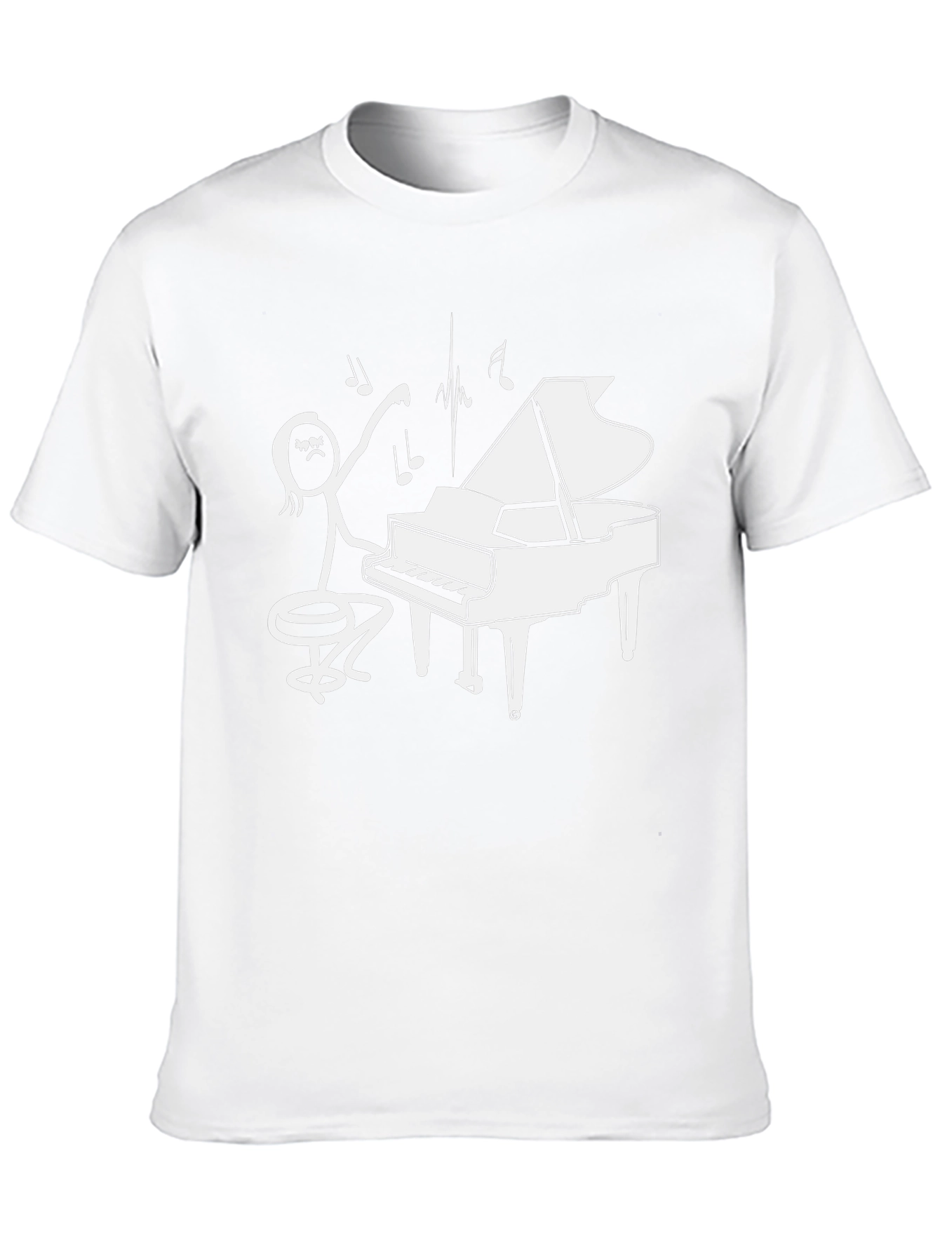Piano Player Stick Figure Graphic T-Shirt