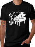 Piano Player Stick Figure Graphic T-Shirt