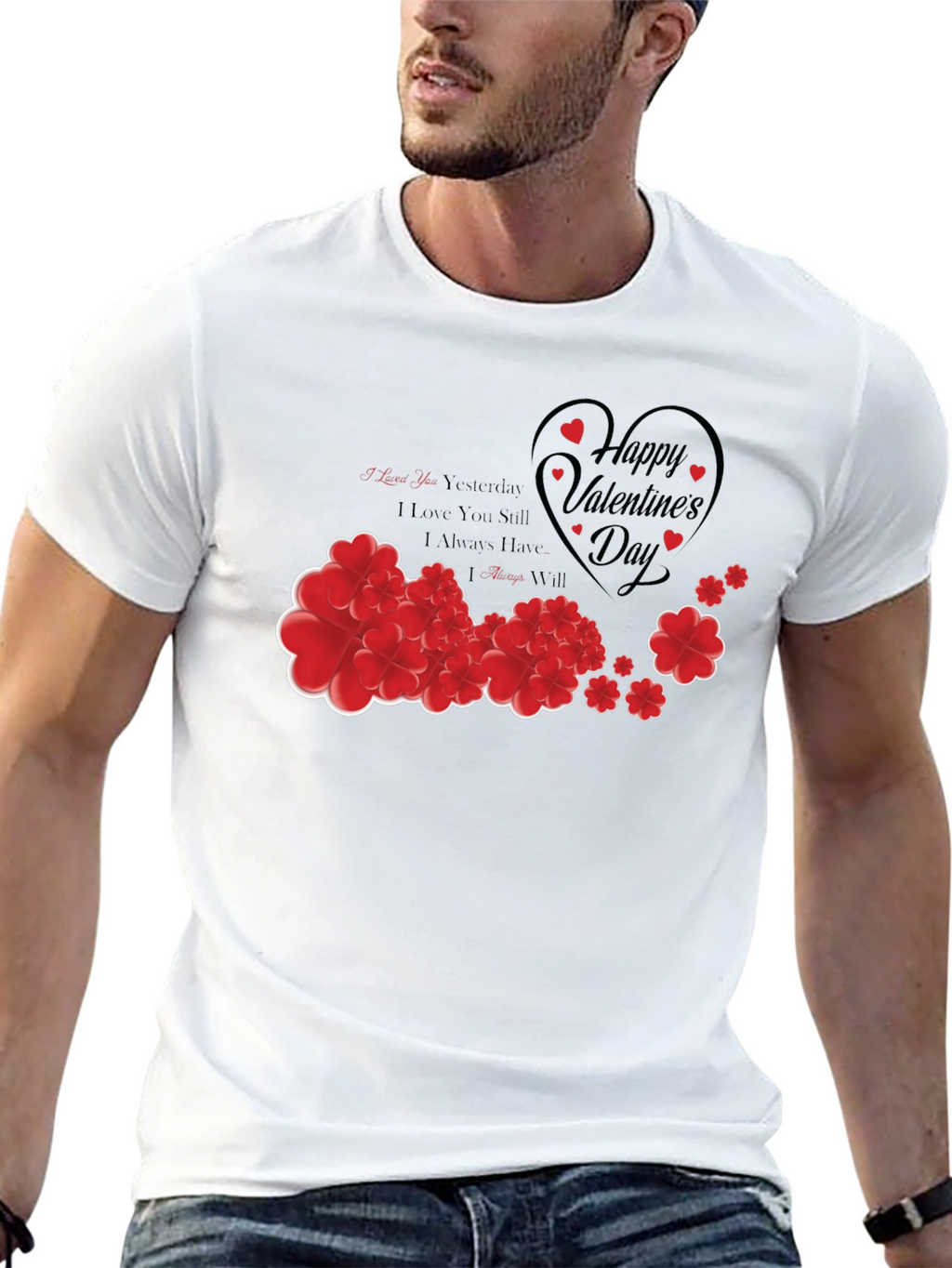 Romantic Valentines Day Heart Floral T-Shirt