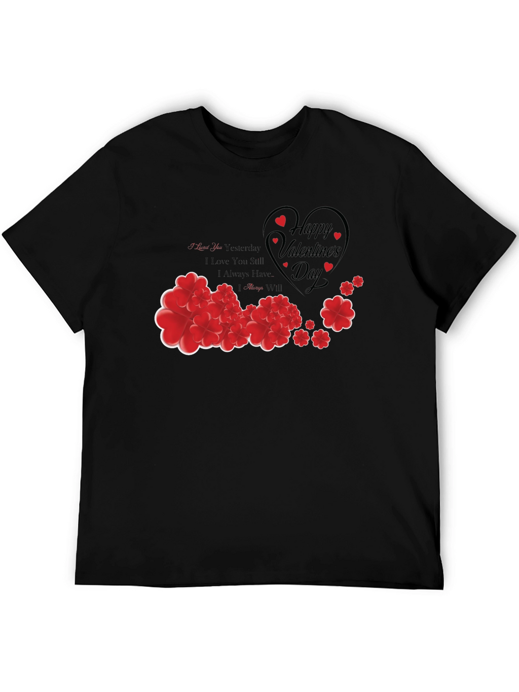 Romantic Valentines Day Heart Floral T-Shirt