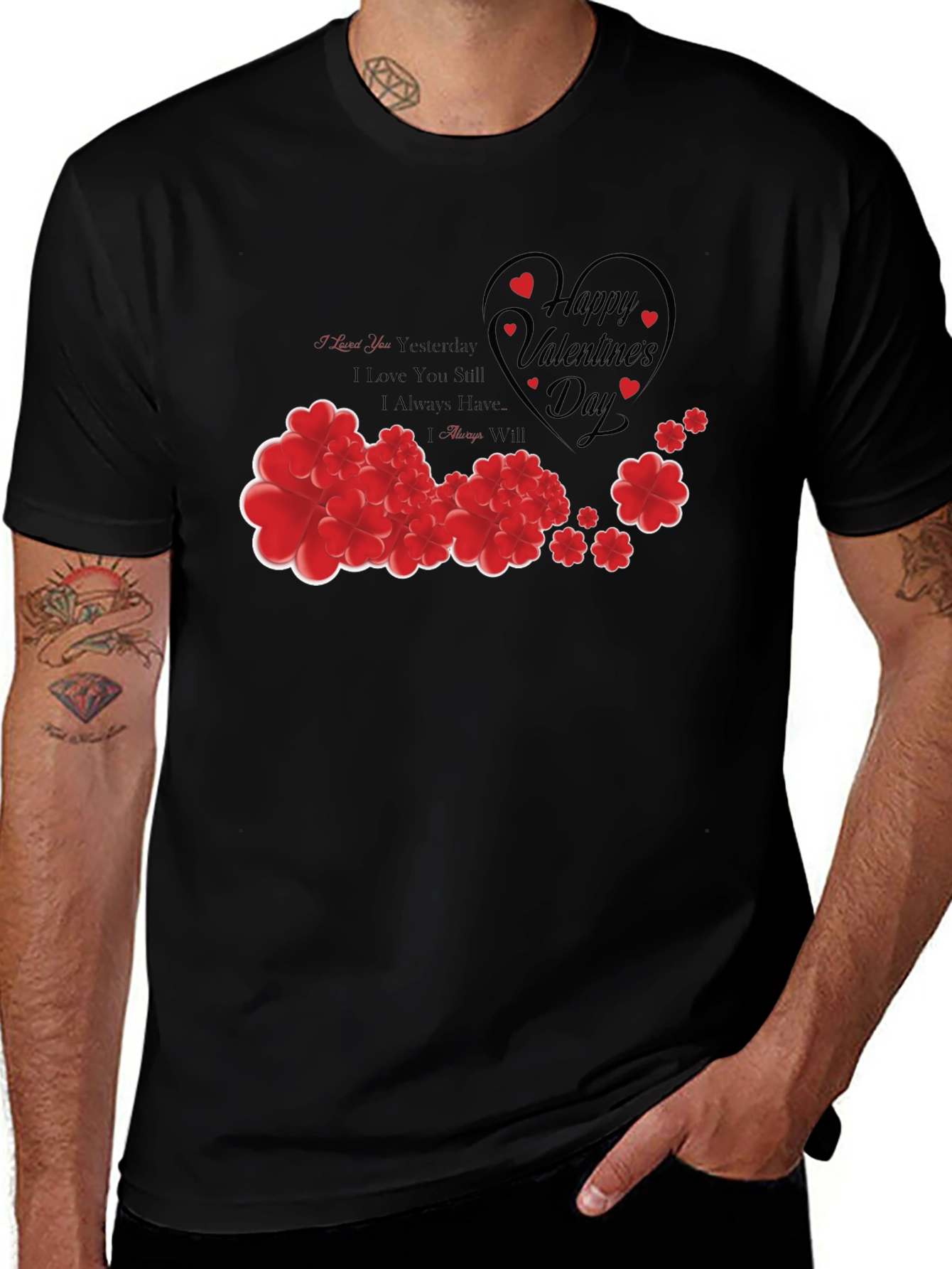 Romantic Valentines Day Heart Floral T-Shirt