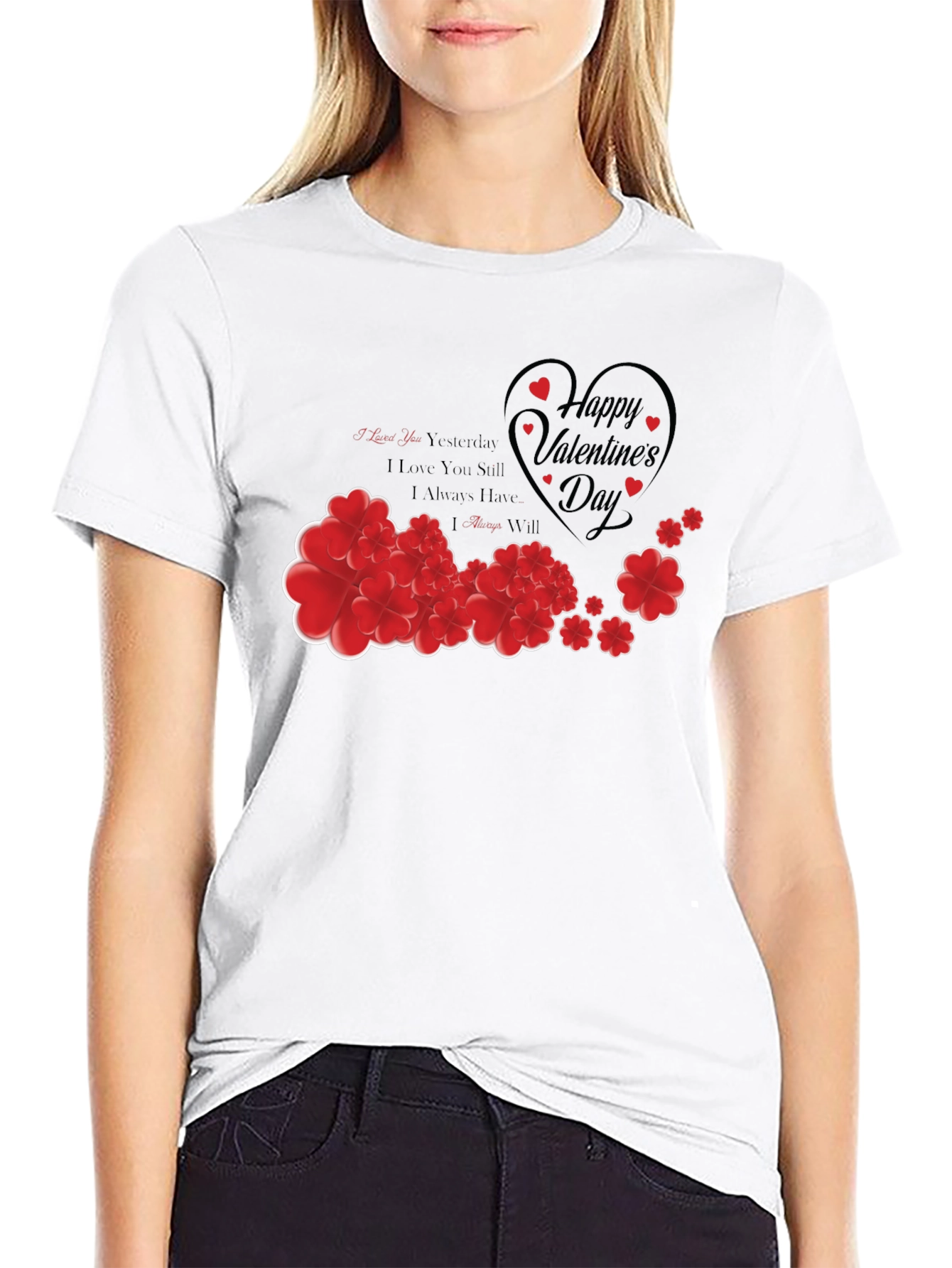 Romantic Valentines Day Heart Floral T-Shirt