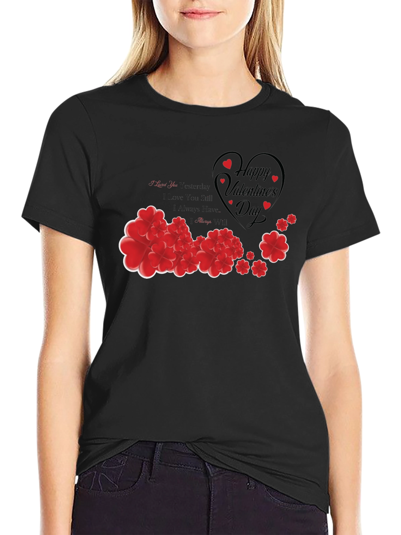 Romantic Valentines Day Heart Floral T-Shirt