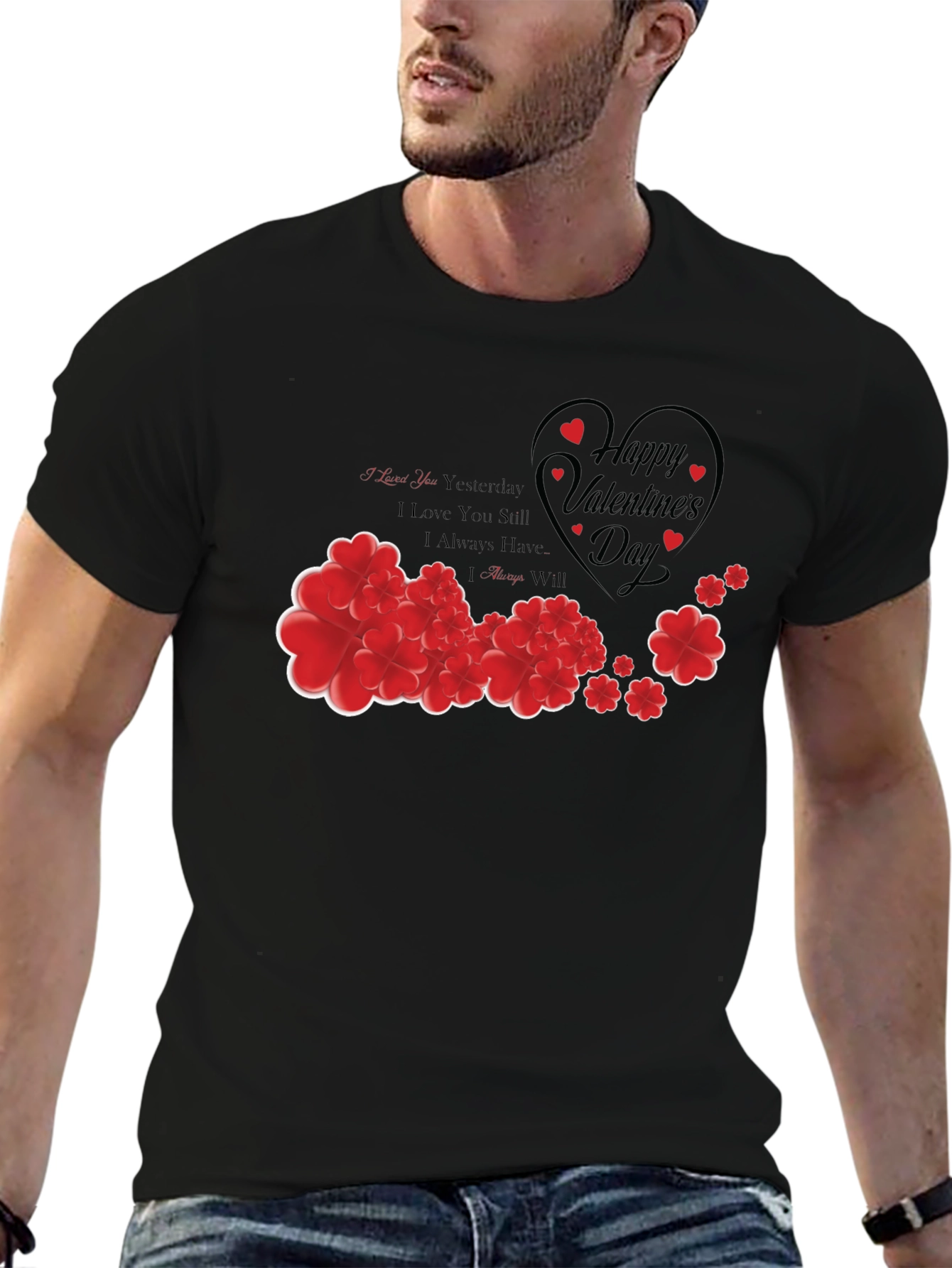 Romantic Valentines Day Heart Floral T-Shirt