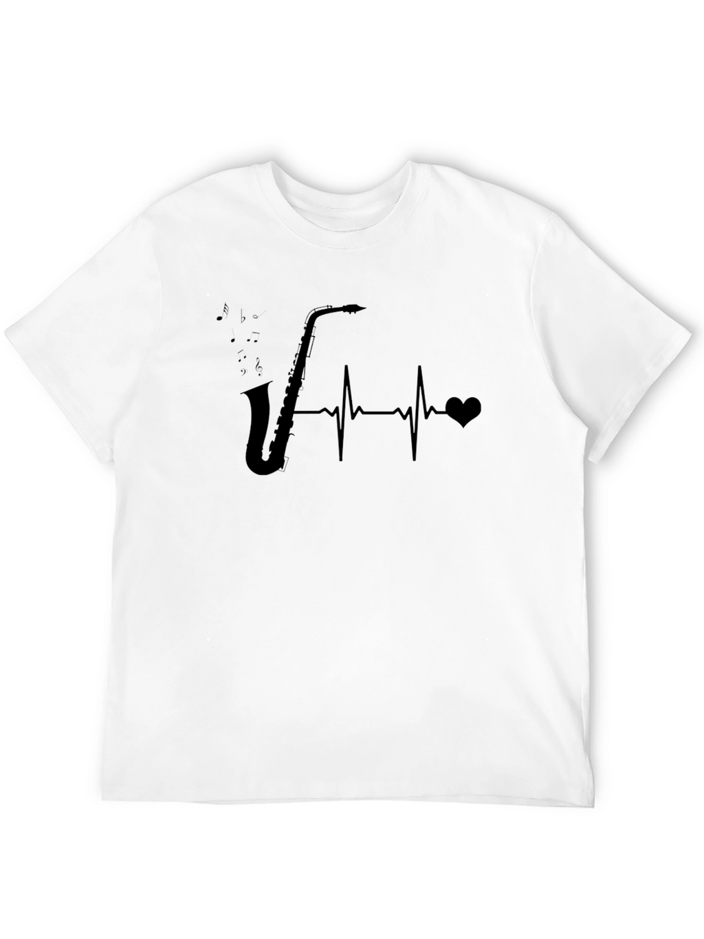 Saxophone Heartbeat Graphic T-Shirt - Music Lover Tee
