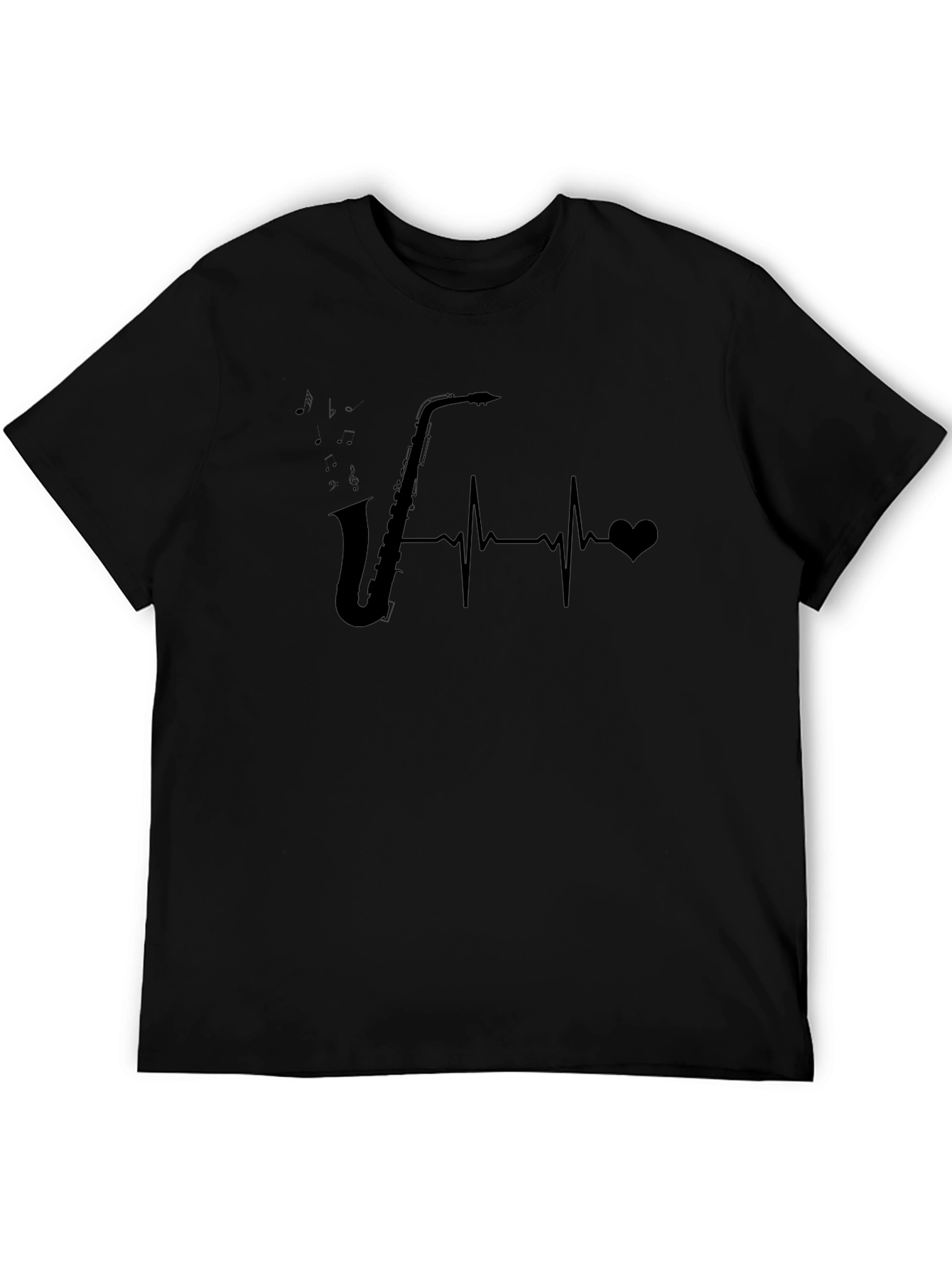 Saxophone Heartbeat Graphic T-Shirt - Music Lover Tee