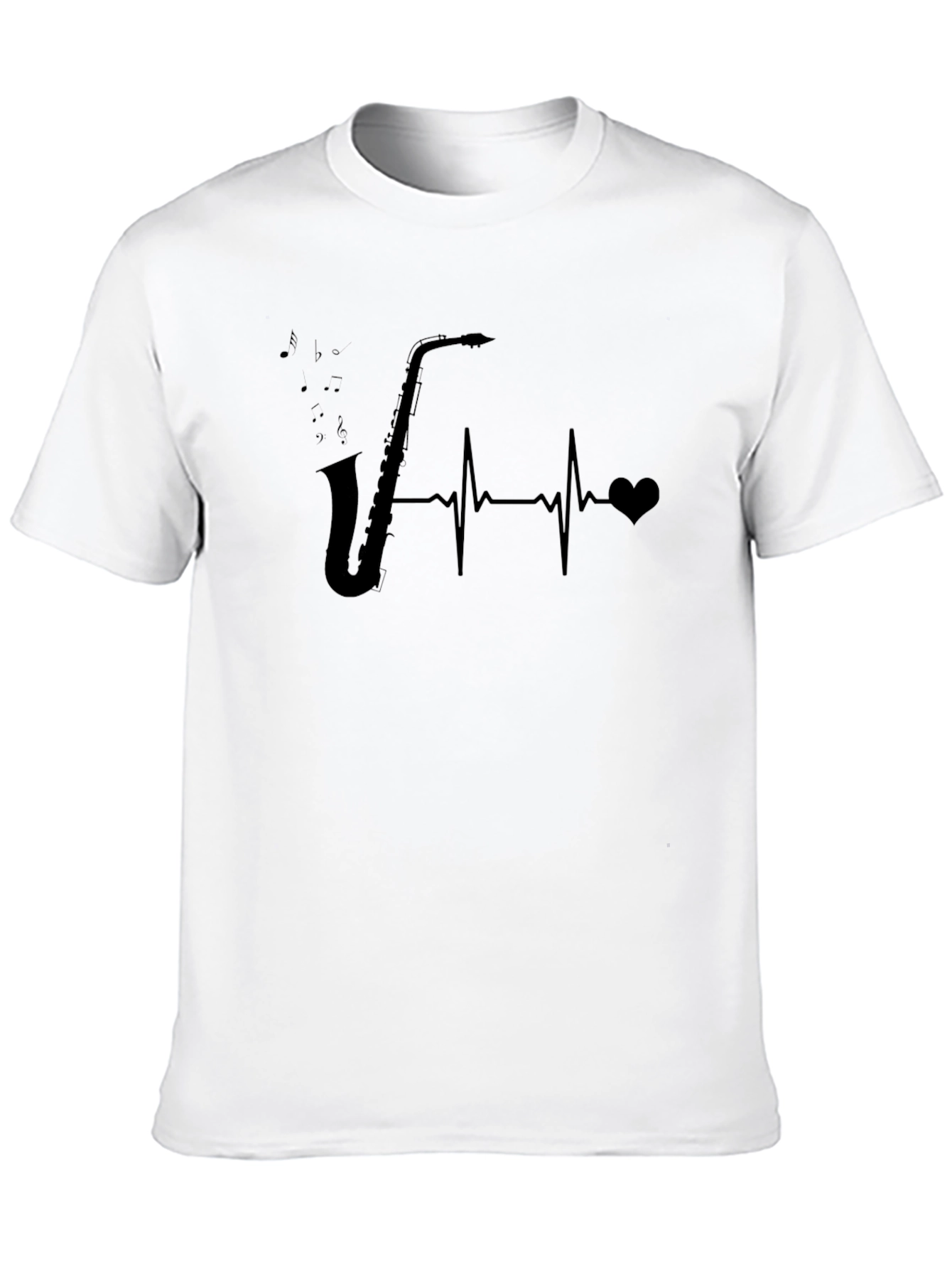 Saxophone Heartbeat Graphic T-Shirt - Music Lover Tee