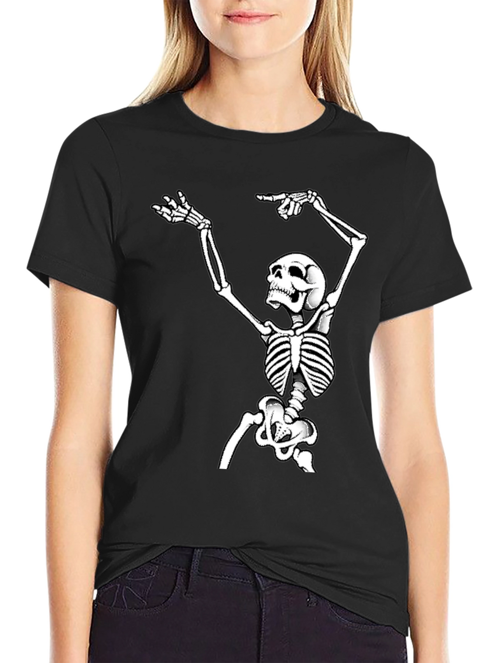 Skeleton Graphic Tee - Black Cotton T-Shirt