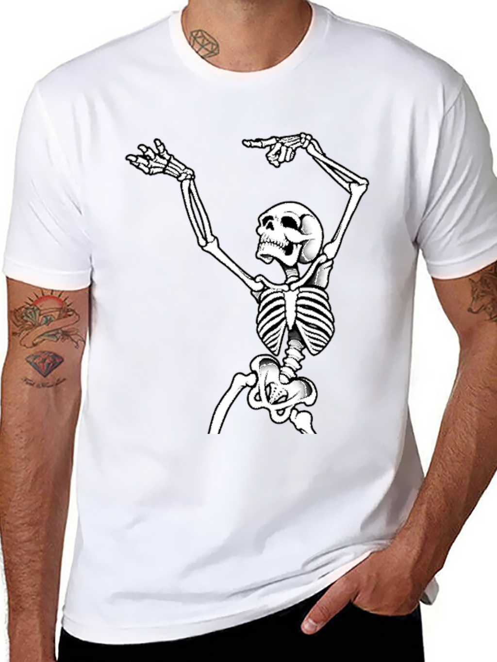 Skeleton Graphic Tee - Black Cotton T-Shirt
