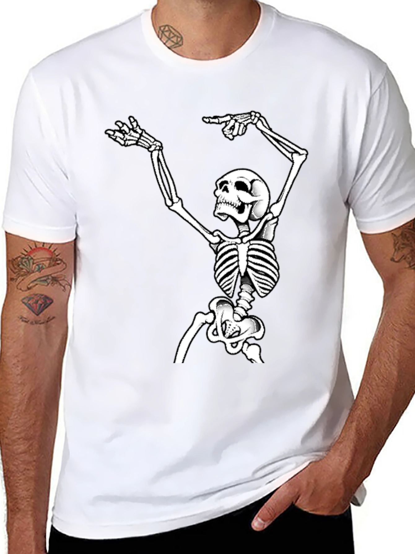 Skeleton Graphic Tee - Black Cotton T-Shirt