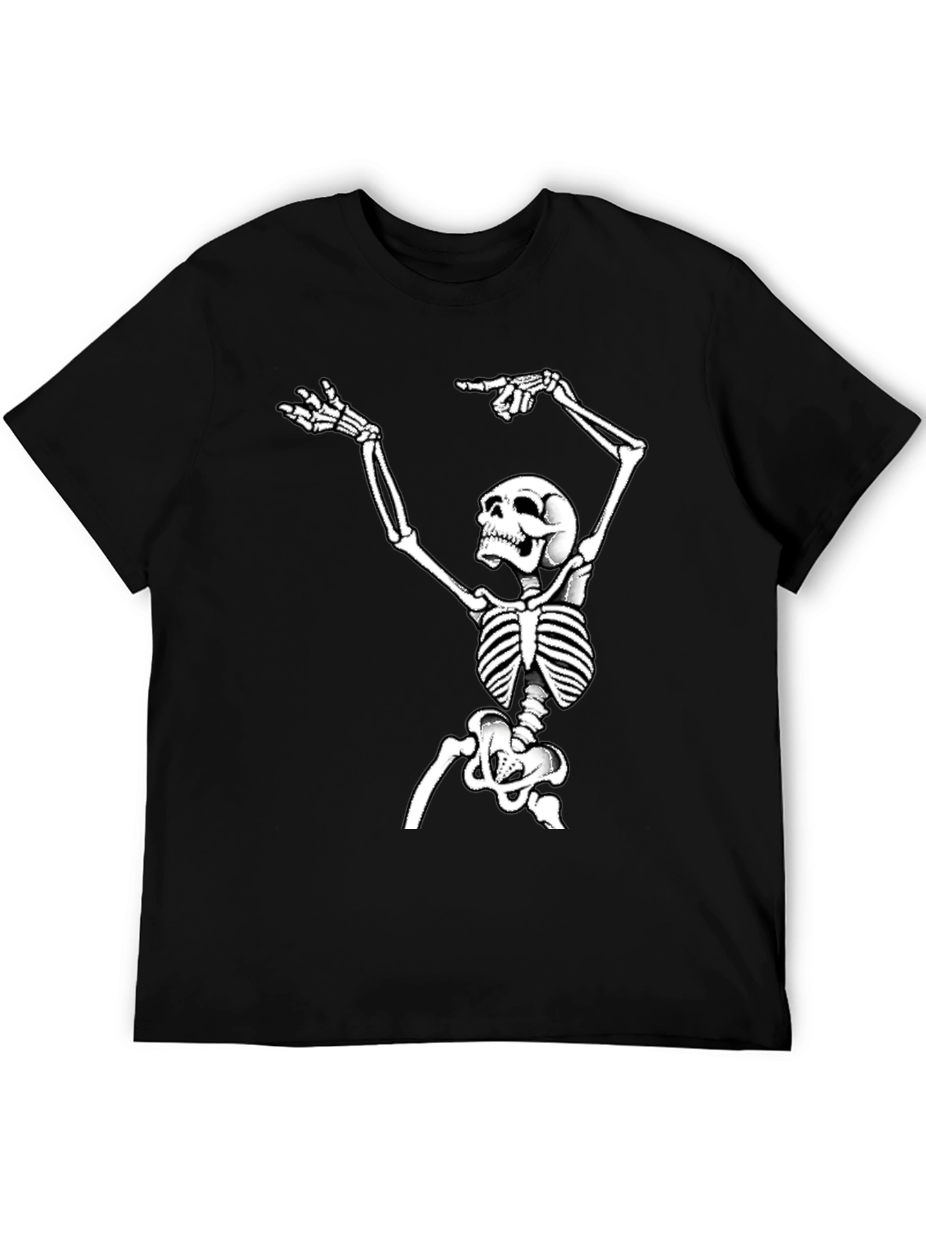 Skeleton Graphic Tee - Black Cotton T-Shirt