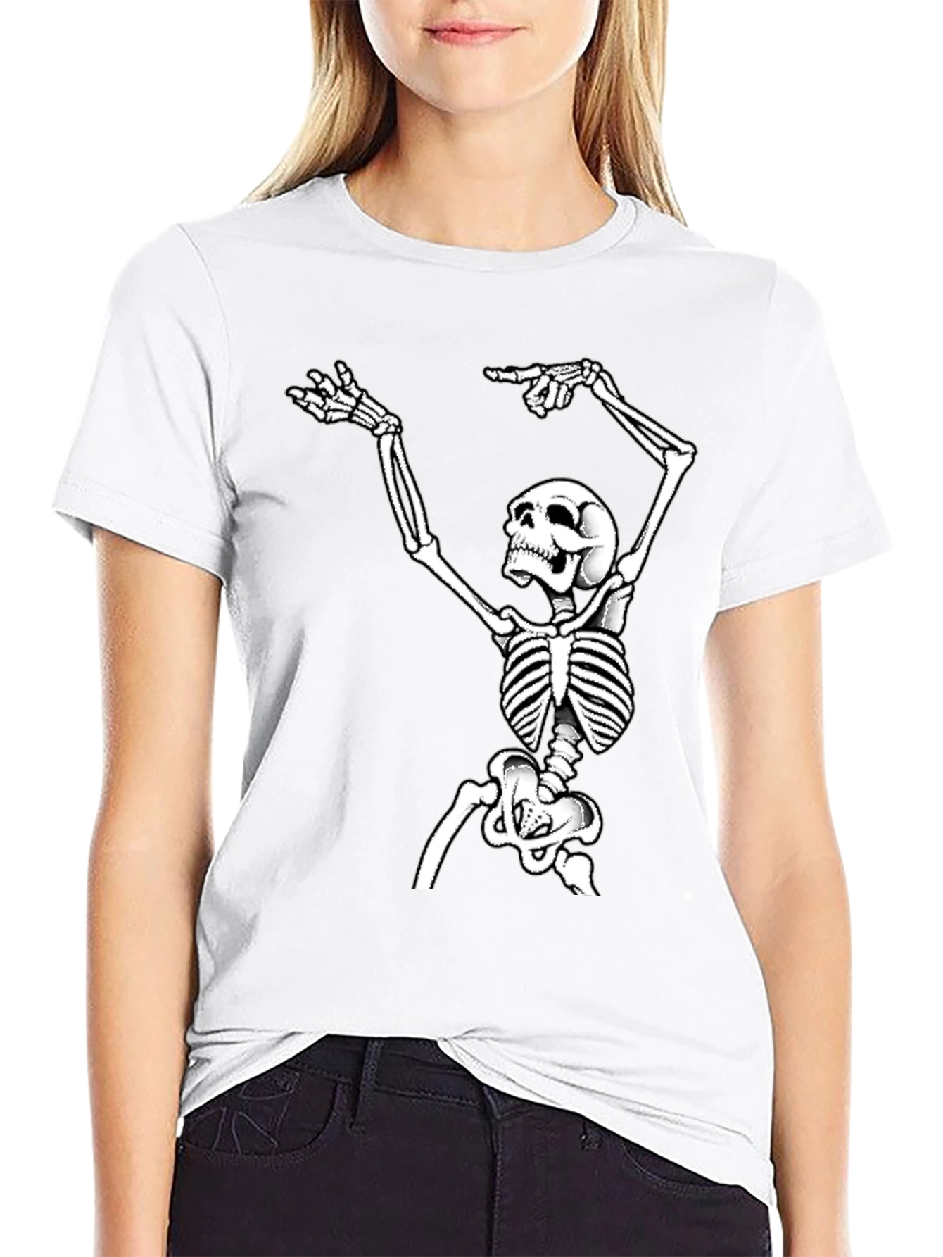 Skeleton Graphic Tee - Black Cotton T-Shirt