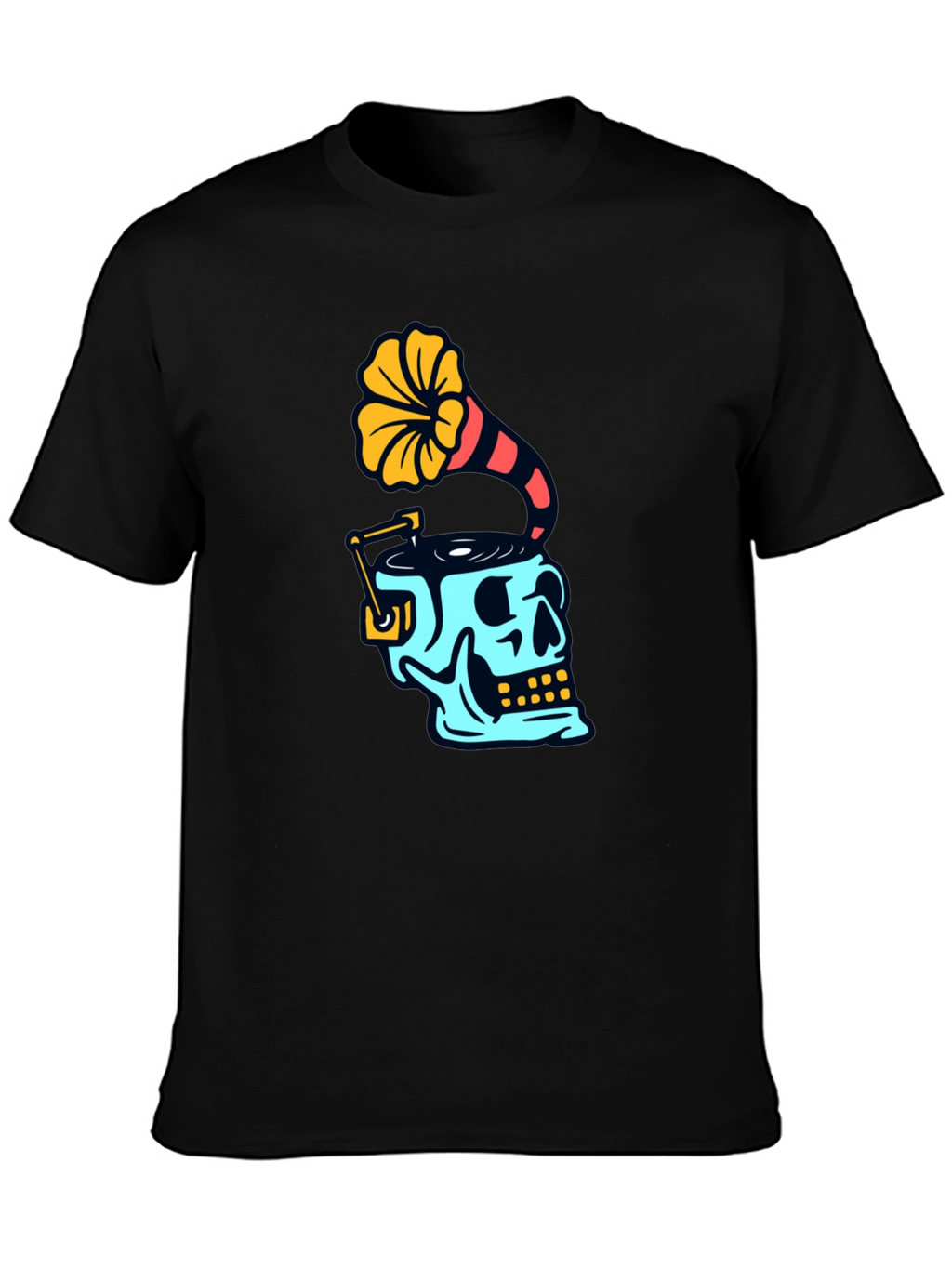 Skull Phonograph T-Shirt - Retro Music Style