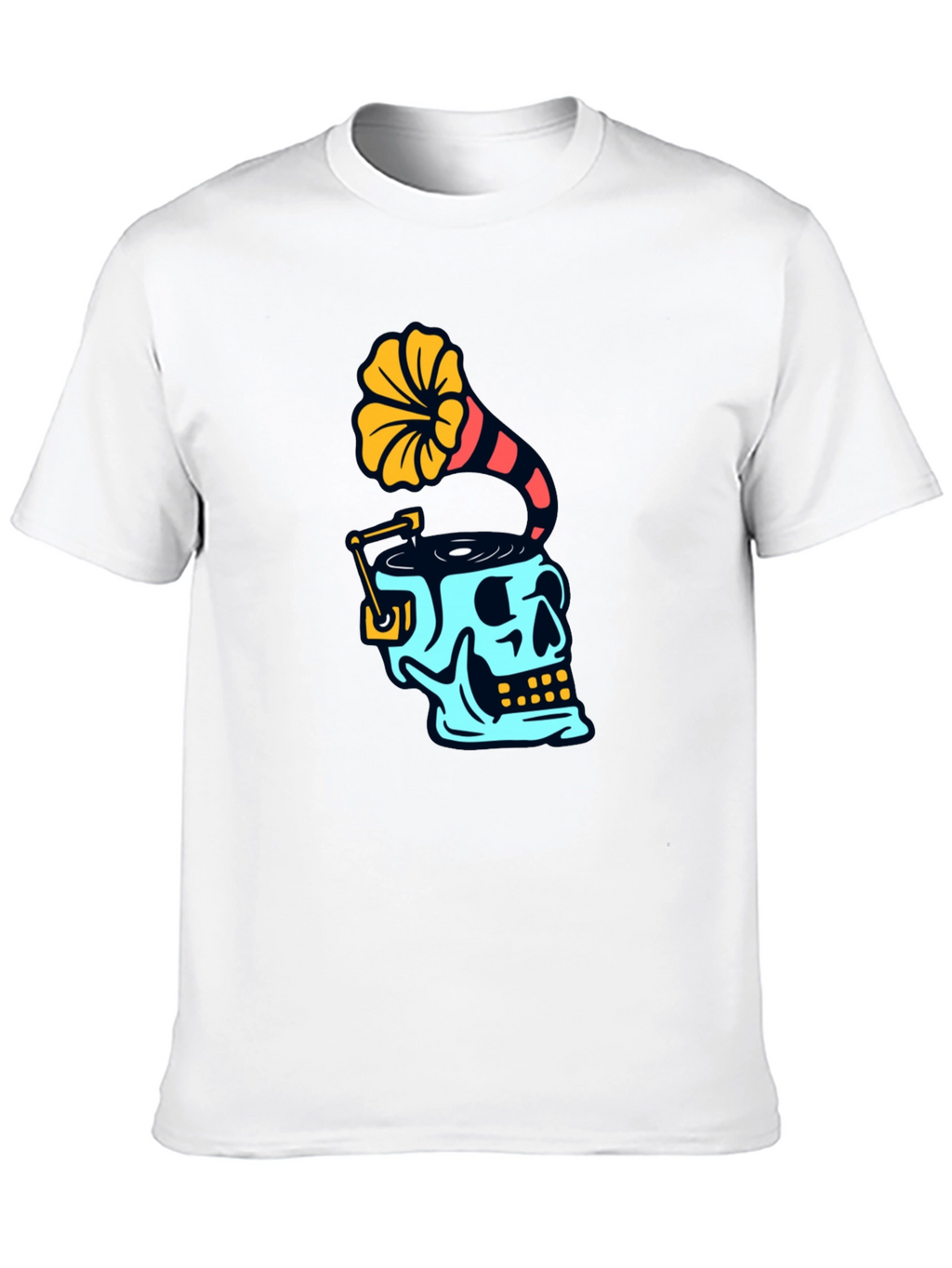 Skull Phonograph T-Shirt - Retro Music Style