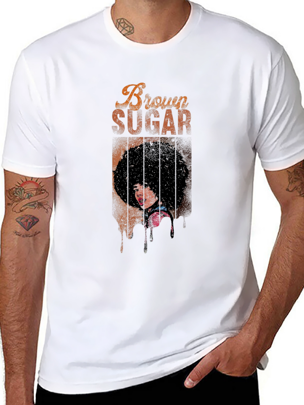 Brown Sugar Graphic Print Black T-Shirt