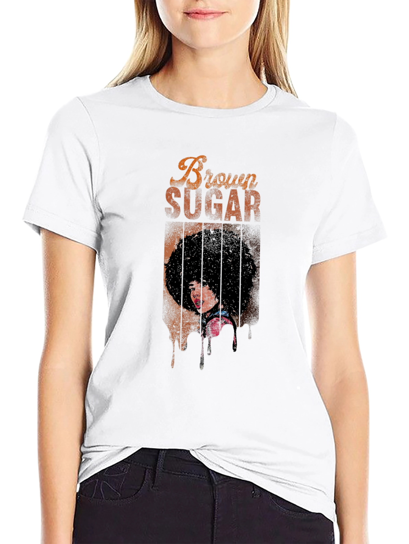 Brown Sugar Graphic Print Black T-Shirt