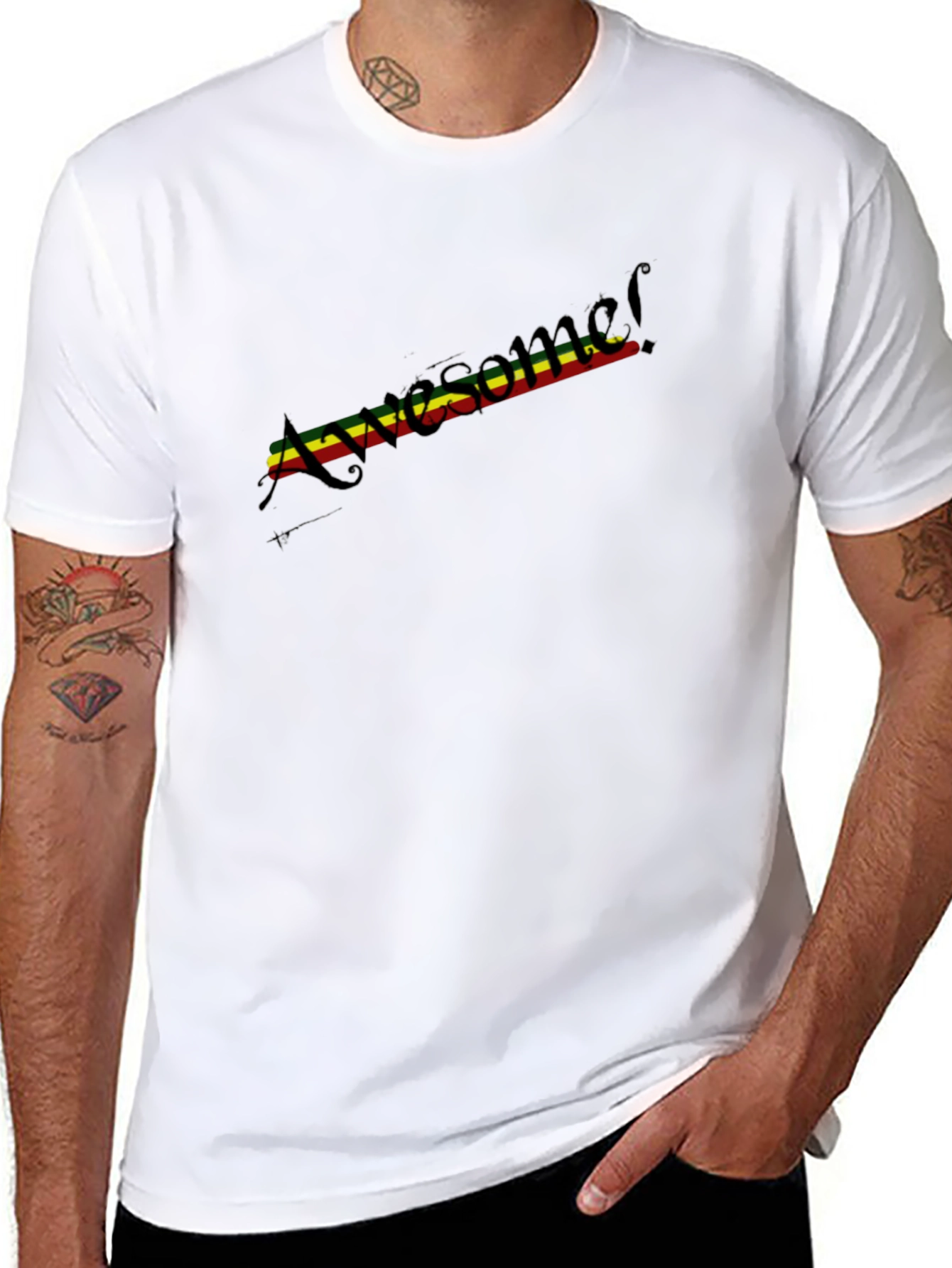 Awesome Reggae Stripe T-Shirt - Black