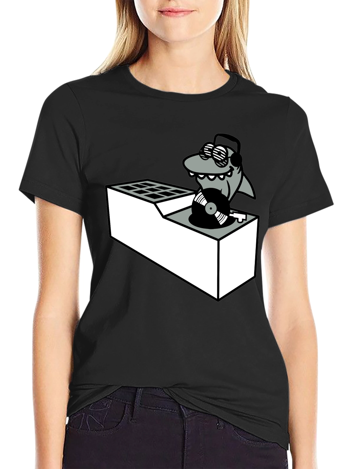 DJ Shark T-Shirt - Cool Cartoon Graphic Tee
