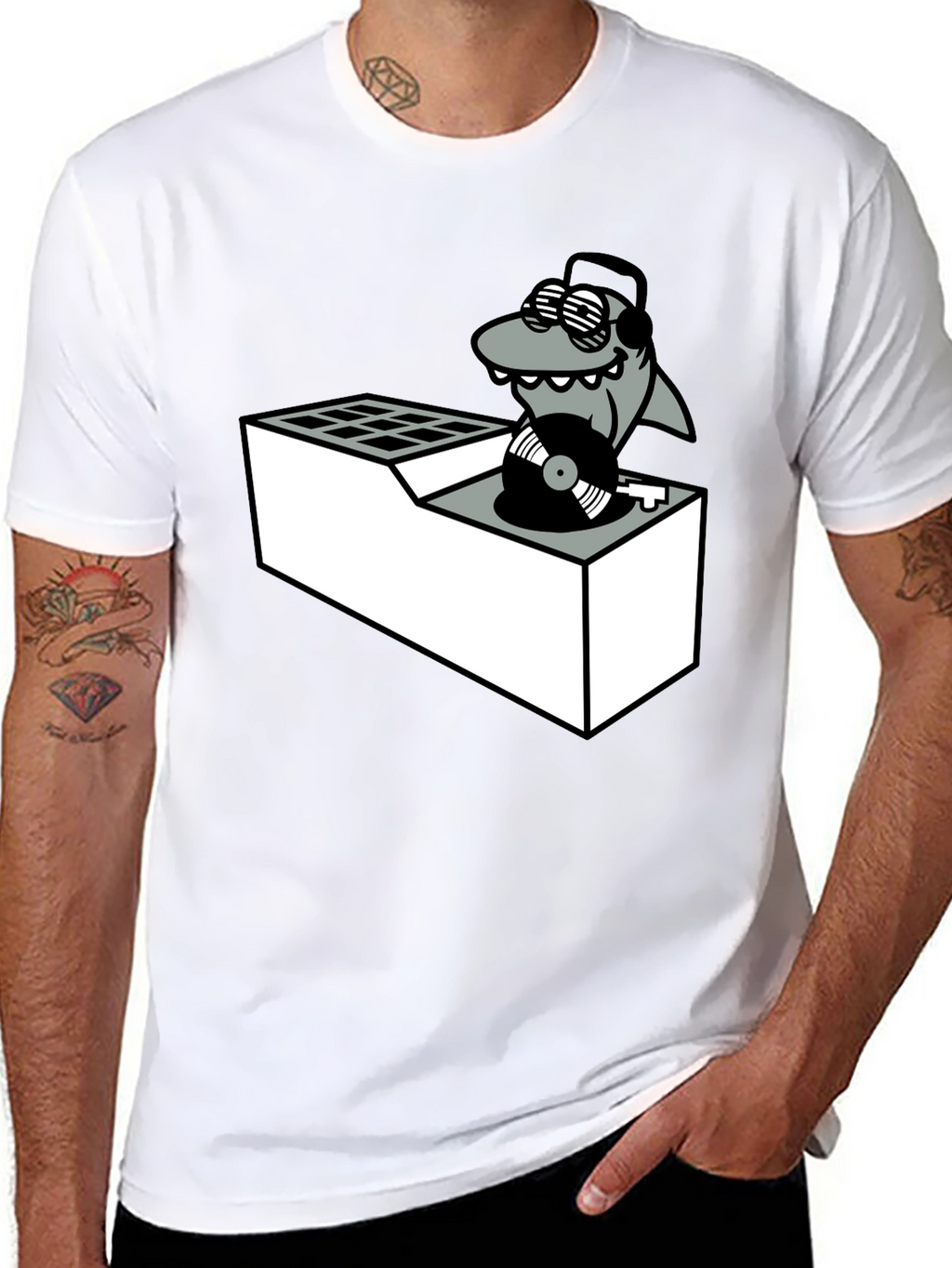 DJ Shark T-Shirt - Cool Cartoon Graphic Tee