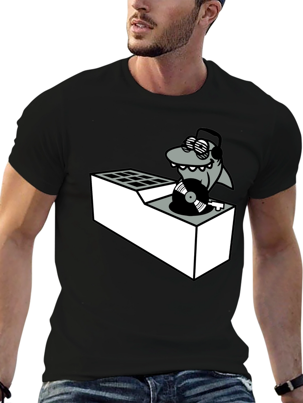 DJ Shark T-Shirt - Cool Cartoon Graphic Tee
