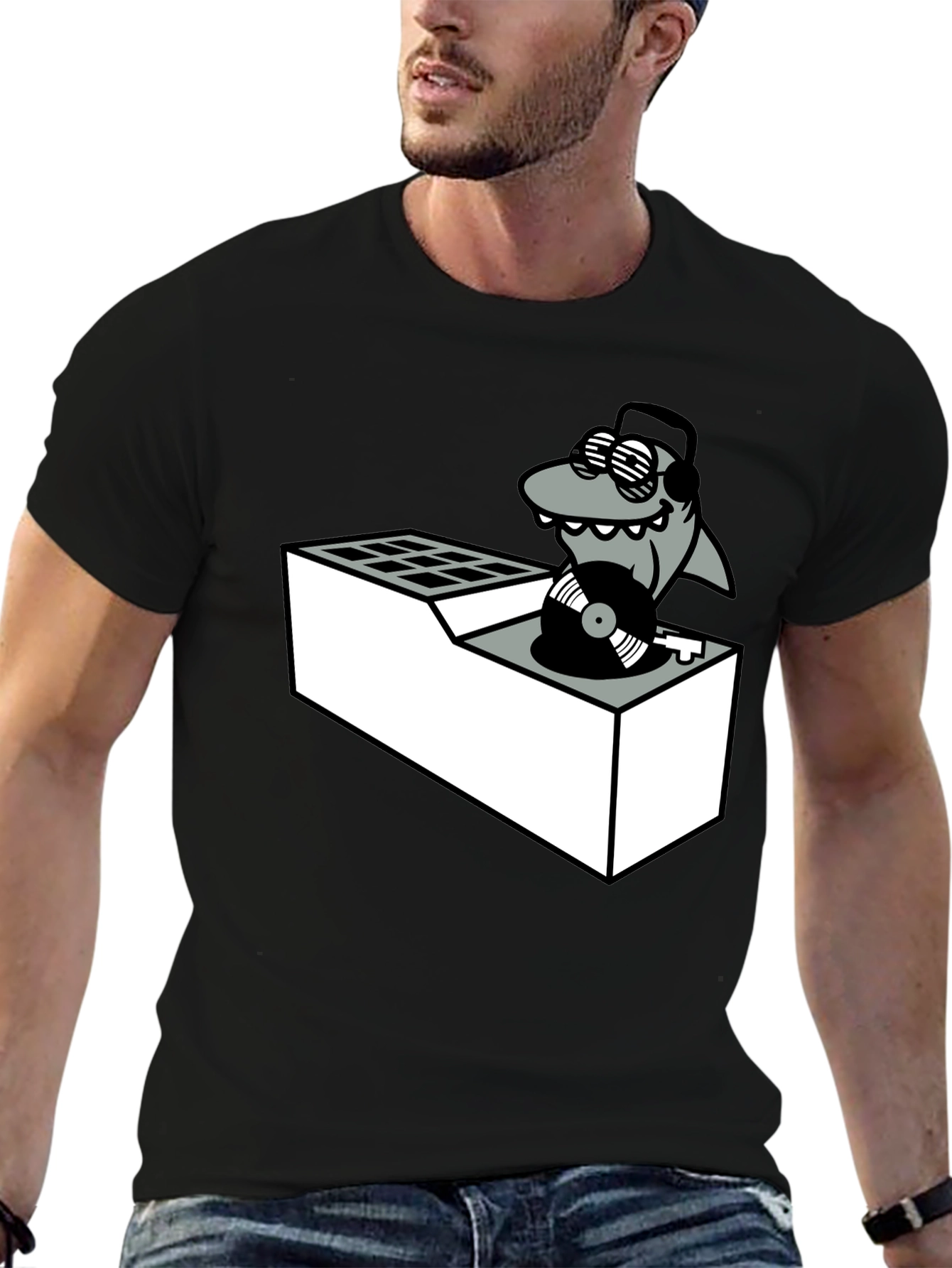 DJ Shark T-Shirt - Cool Cartoon Graphic Tee
