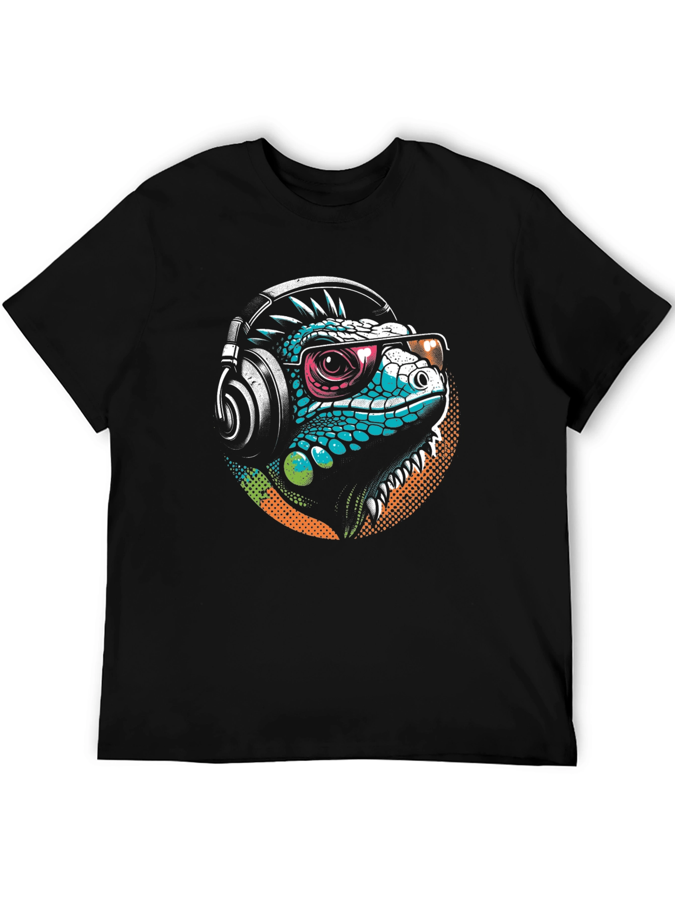 Cool Iguana Tee: Stylish Lizard with Headphones