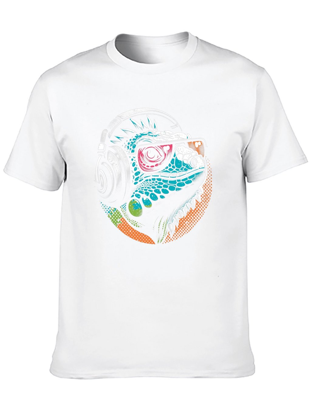 Cool Iguana Tee: Stylish Lizard with Headphones