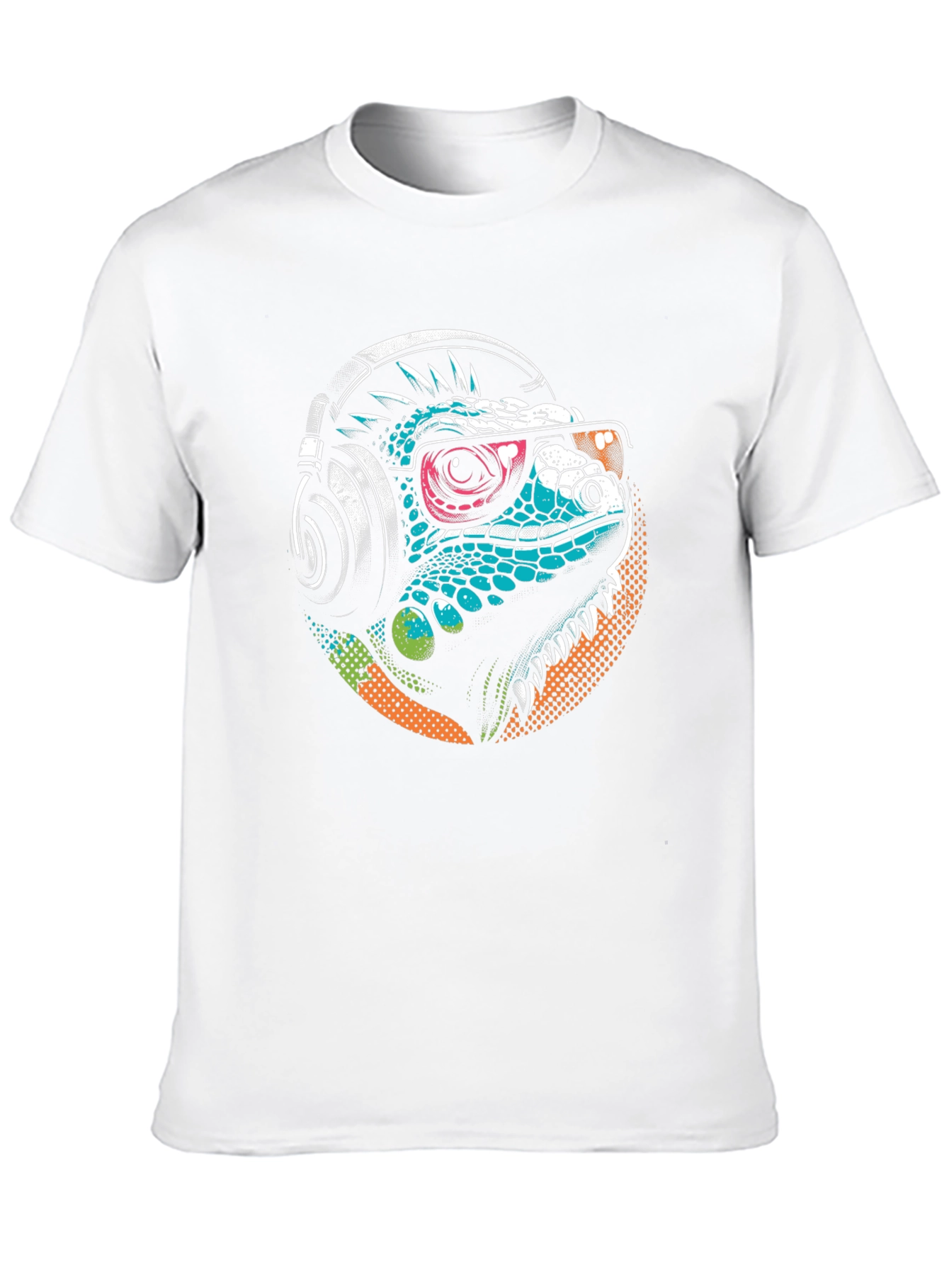 Cool Iguana Tee: Stylish Lizard with Headphones