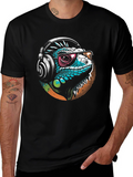 Cool Iguana Tee: Stylish Lizard with Headphones