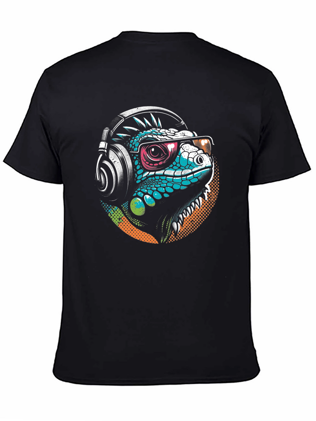 Cool Iguana Tee: Stylish Lizard with Headphones
