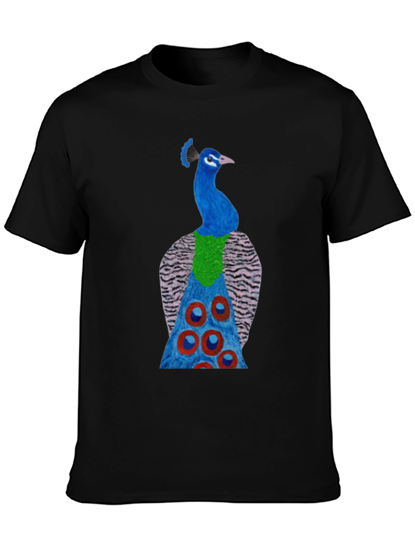 Peacock Graphic Tee - Black Cotton Blend