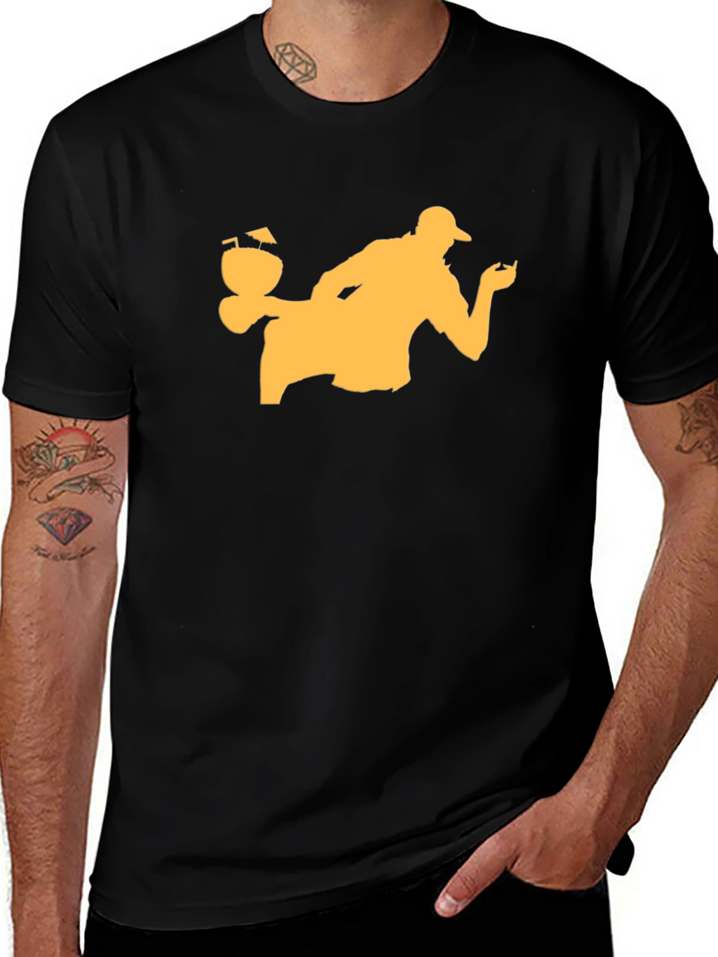 Bartender Silhouette Black T-Shirt
