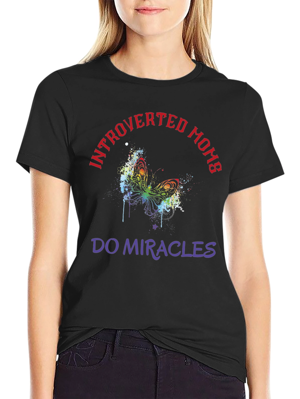 Introverted Moms T-Shirt Butterfly Graphic