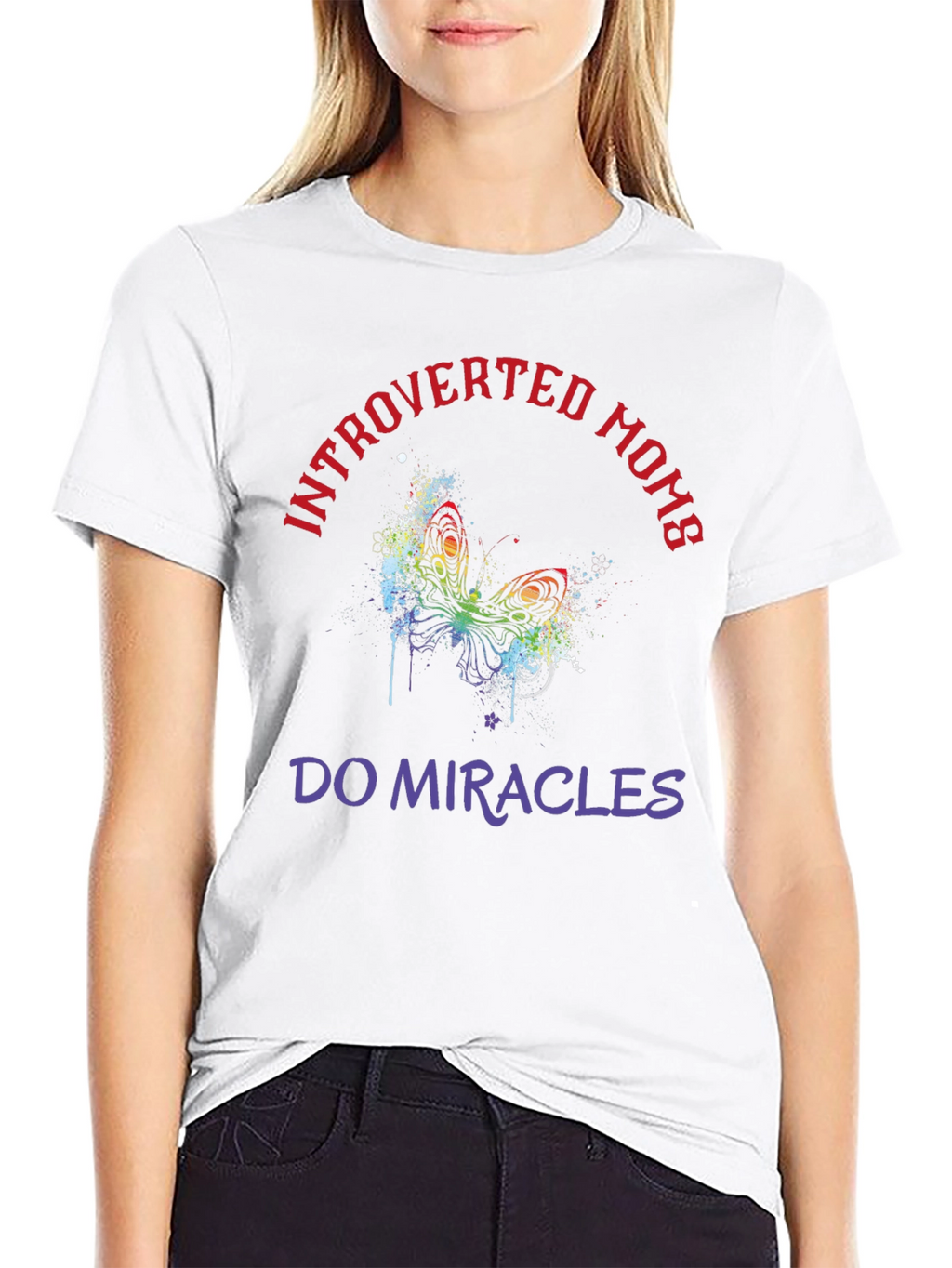 Introverted Moms T-Shirt Butterfly Graphic