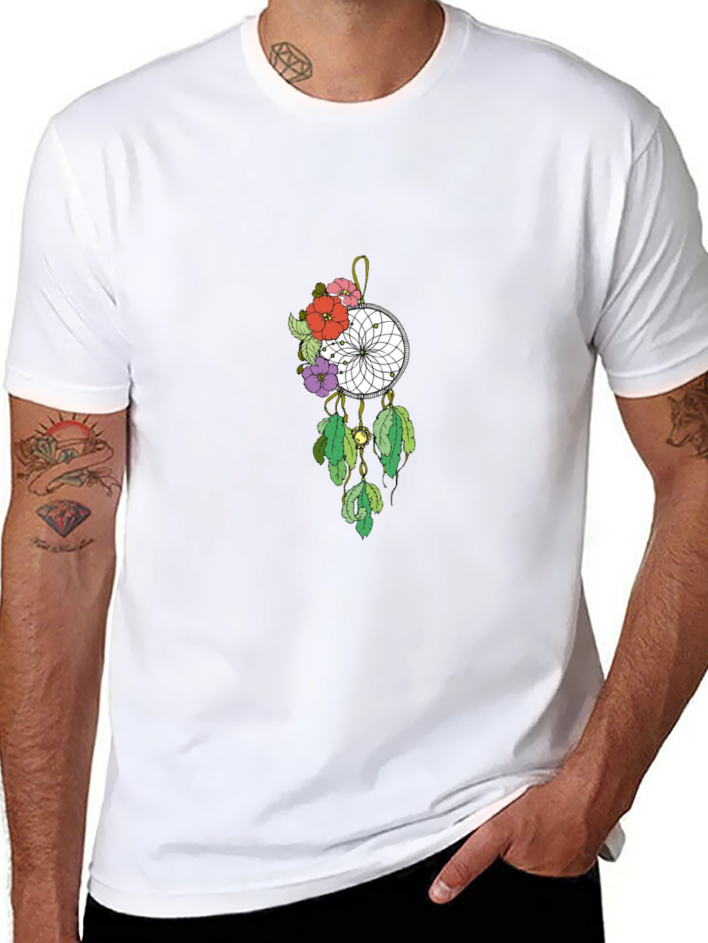 Dreamcatcher Floral T-Shirt - Black Cotton Tee