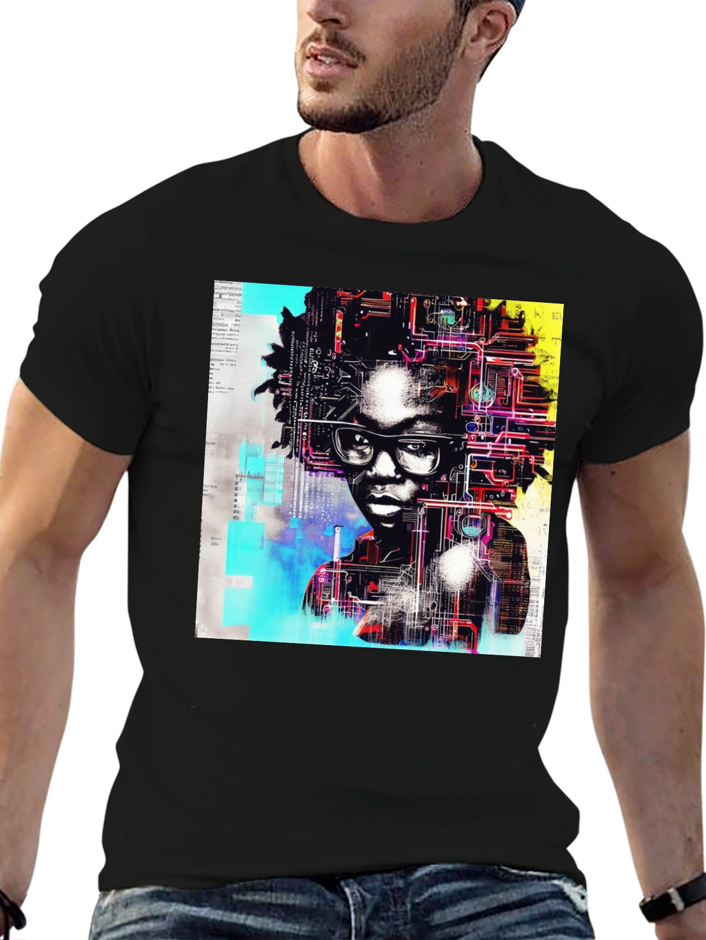 Tech Mind T-Shirt - Abstract AI Portrait Tee