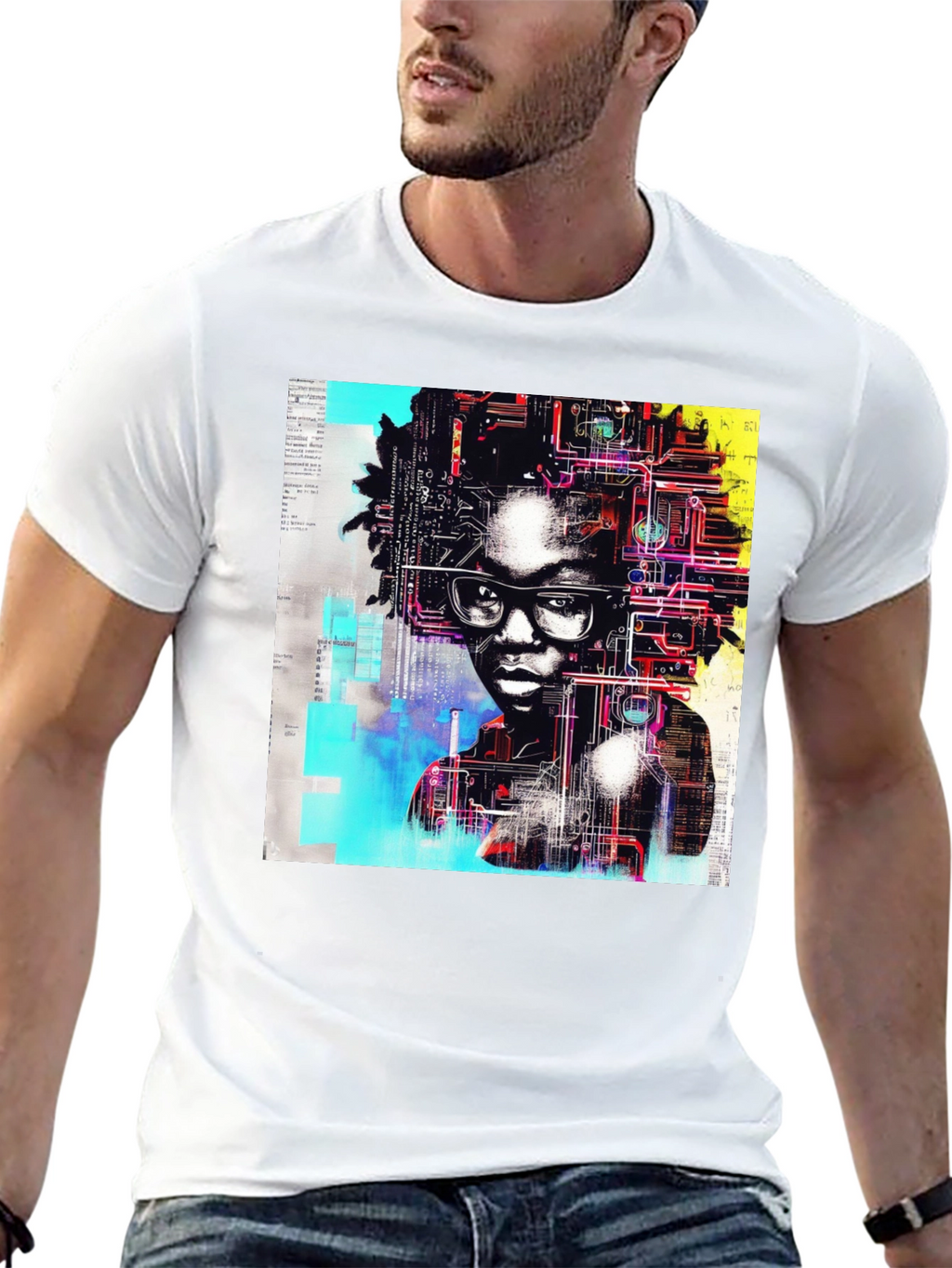 Tech Mind T-Shirt - Abstract AI Portrait Tee