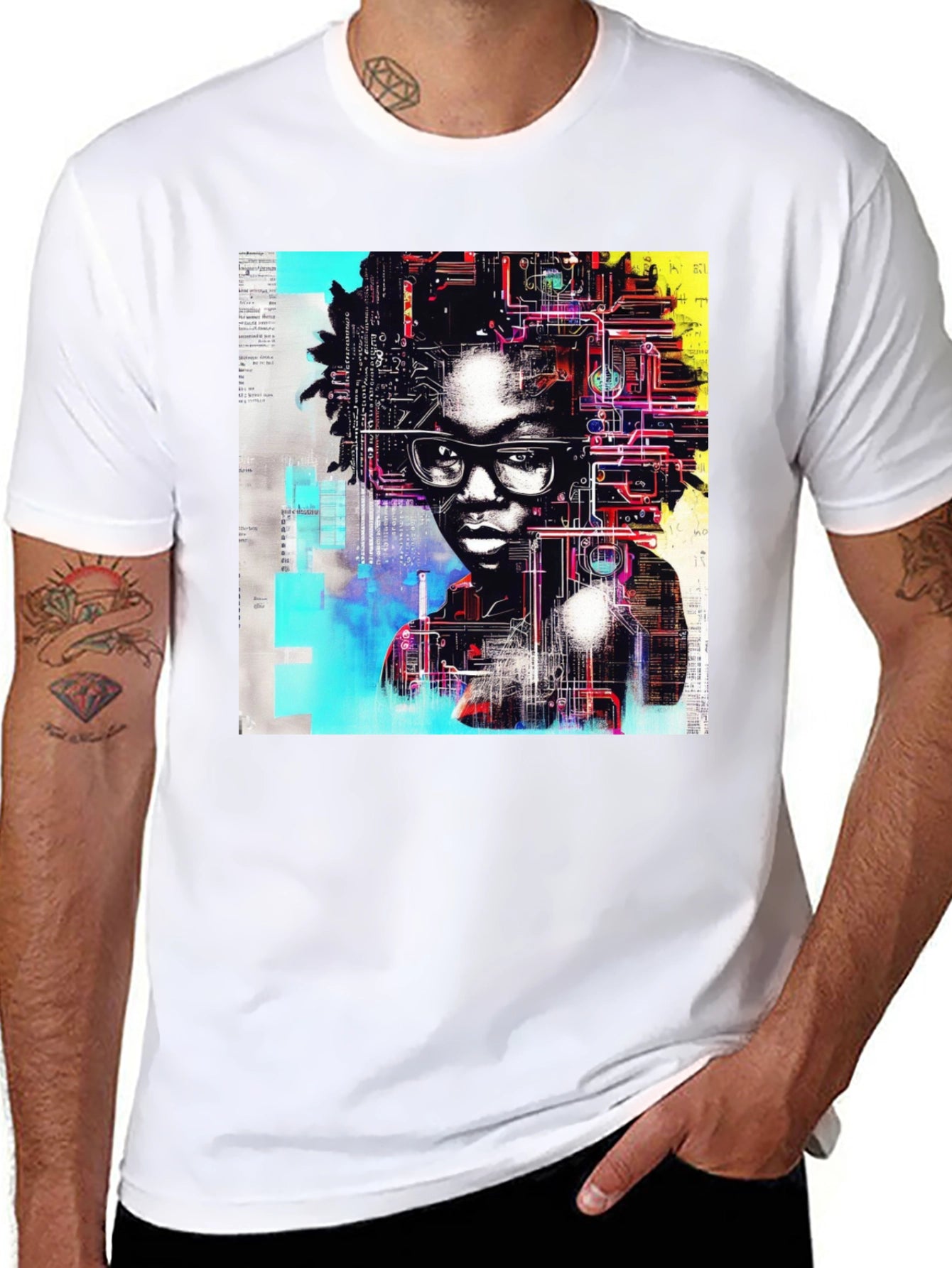 Tech Mind T-Shirt - Abstract AI Portrait Tee