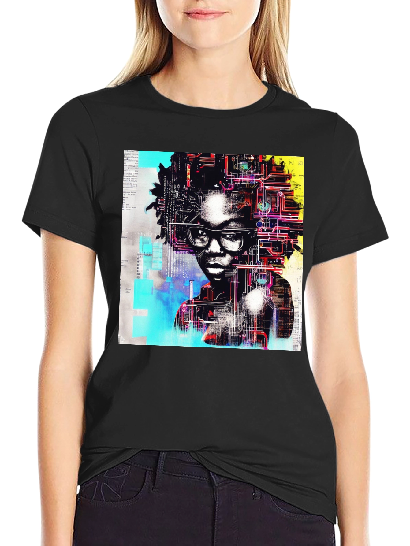 Tech Mind T-Shirt - Abstract AI Portrait Tee