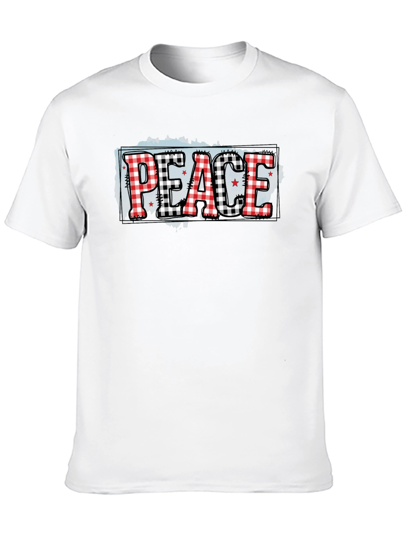 Peace Plaid Graphic Tee - Stylish Comfort