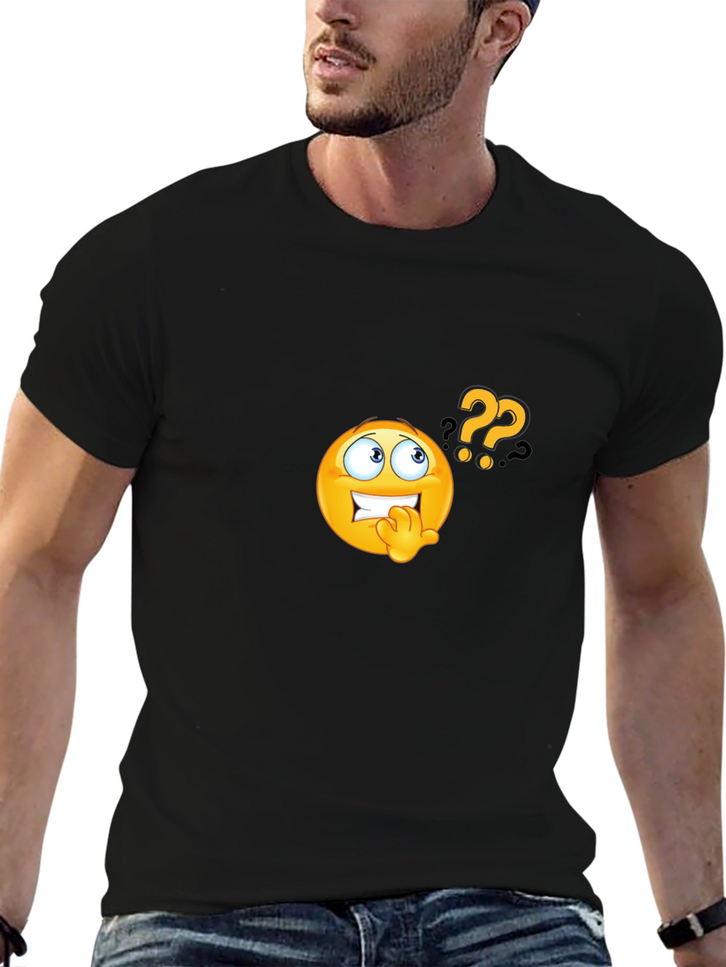 Questioning Emoji Black T-Shirt