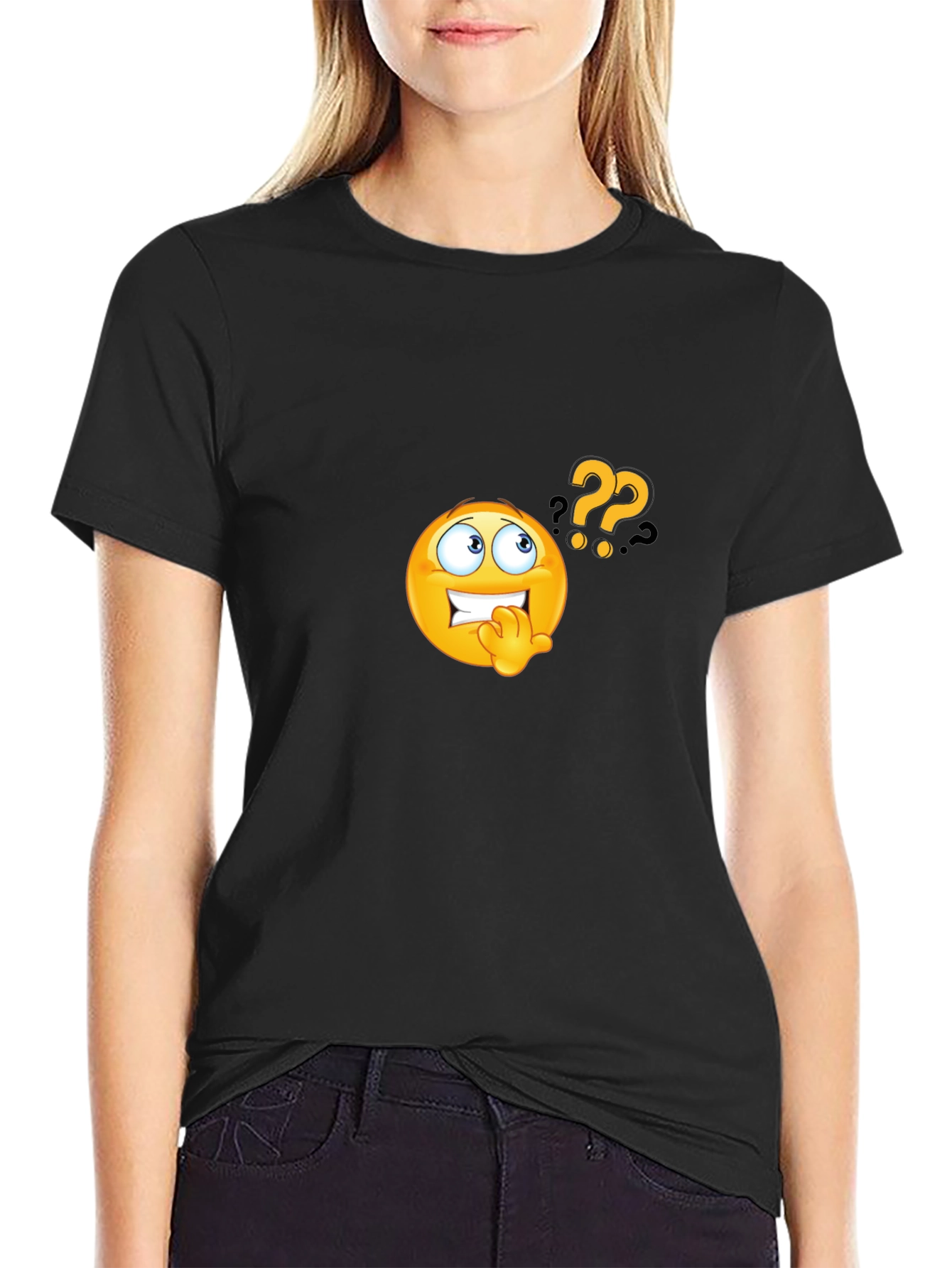 Questioning Emoji Black T-Shirt