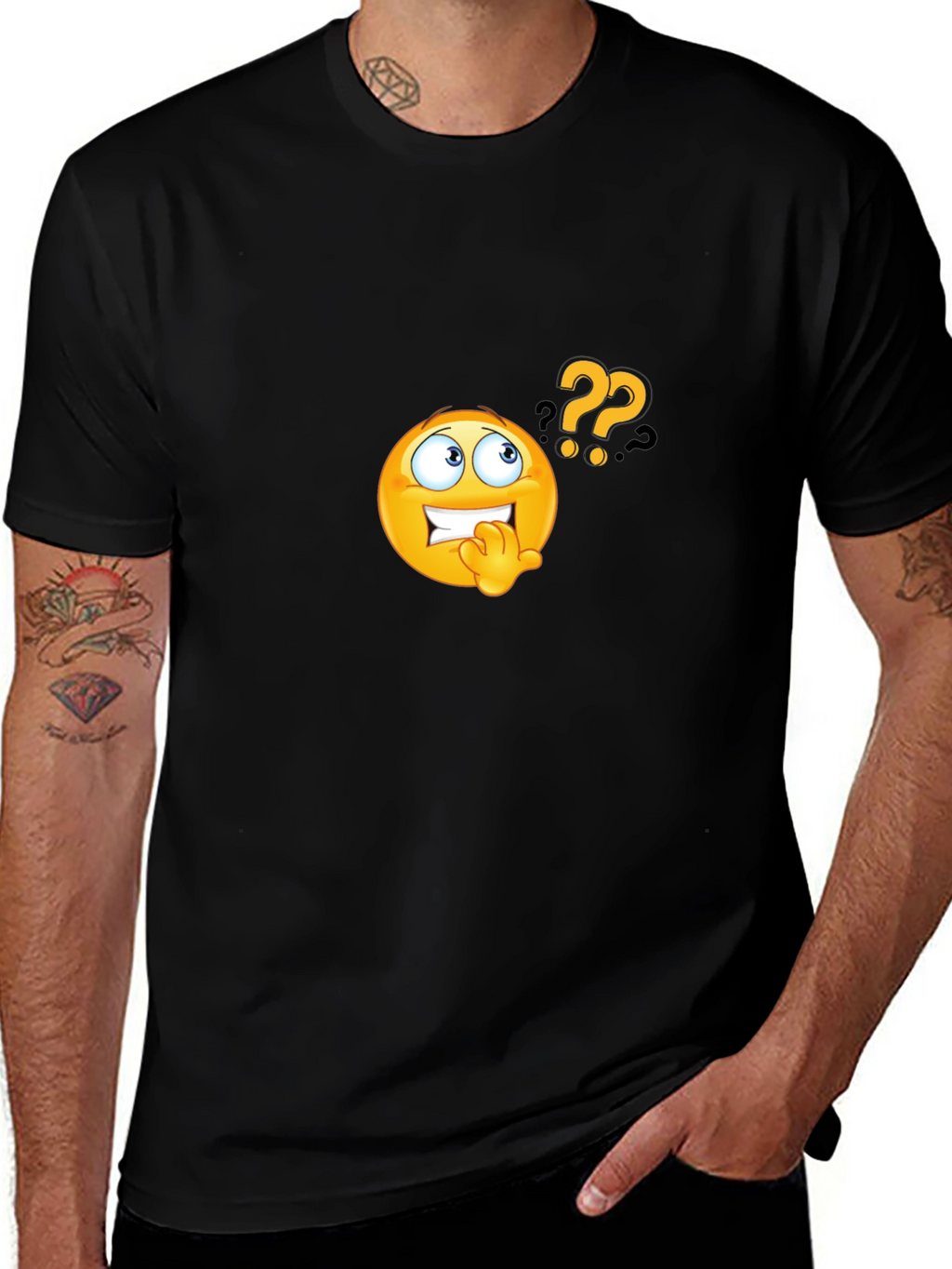 Questioning Emoji Black T-Shirt