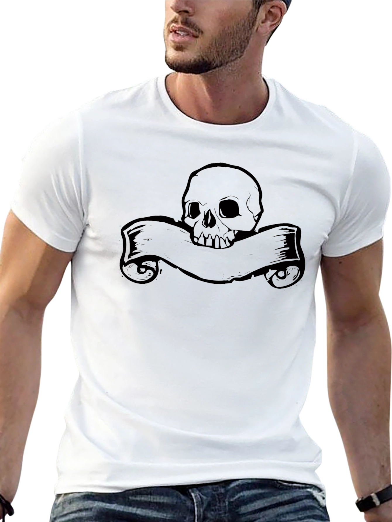 Skull & Banner Graphic Black T-Shirt