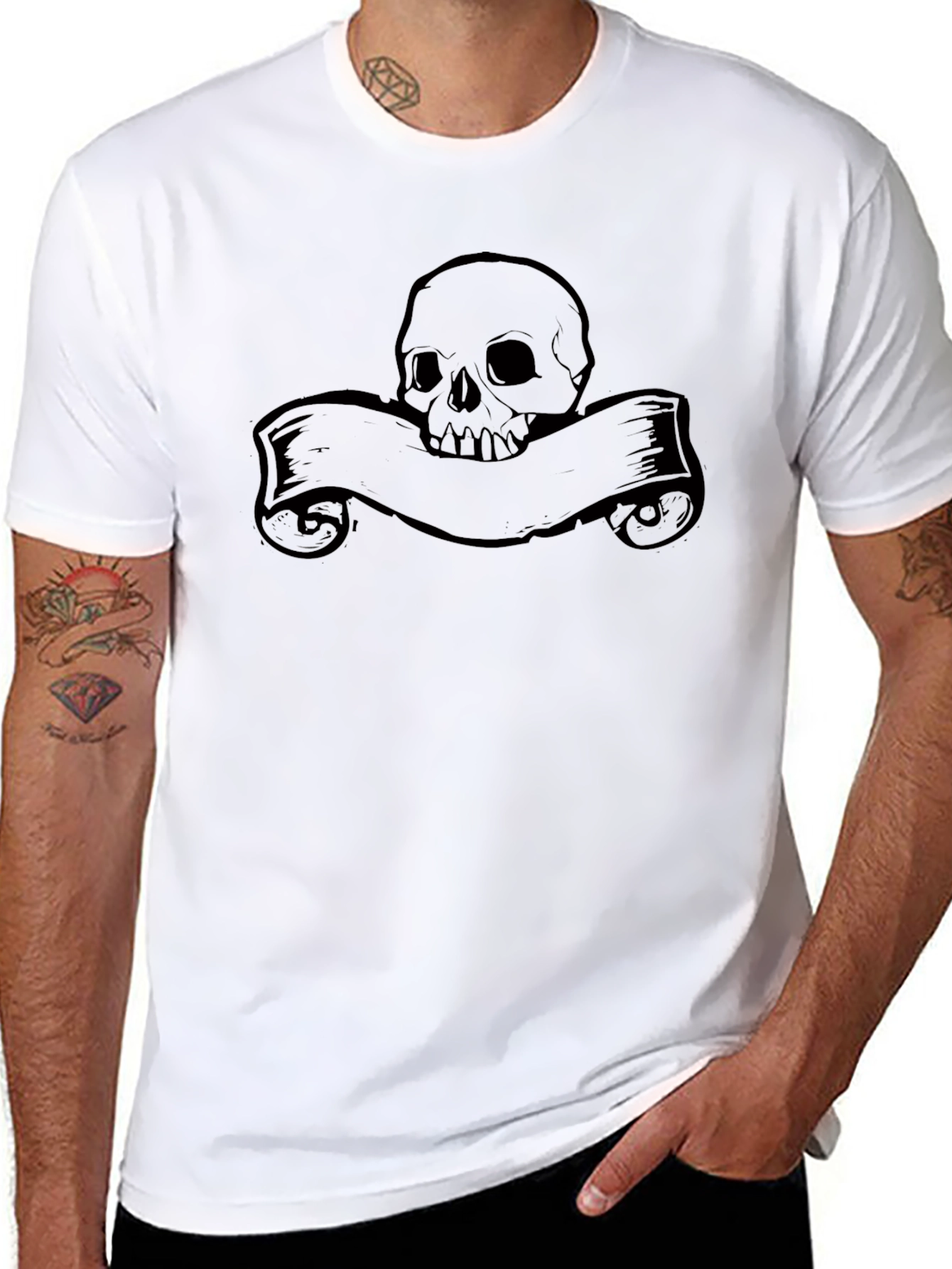 Skull & Banner Graphic Black T-Shirt