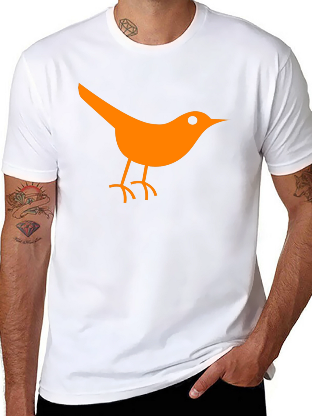 Orange Bird Graphic Black T-Shirt