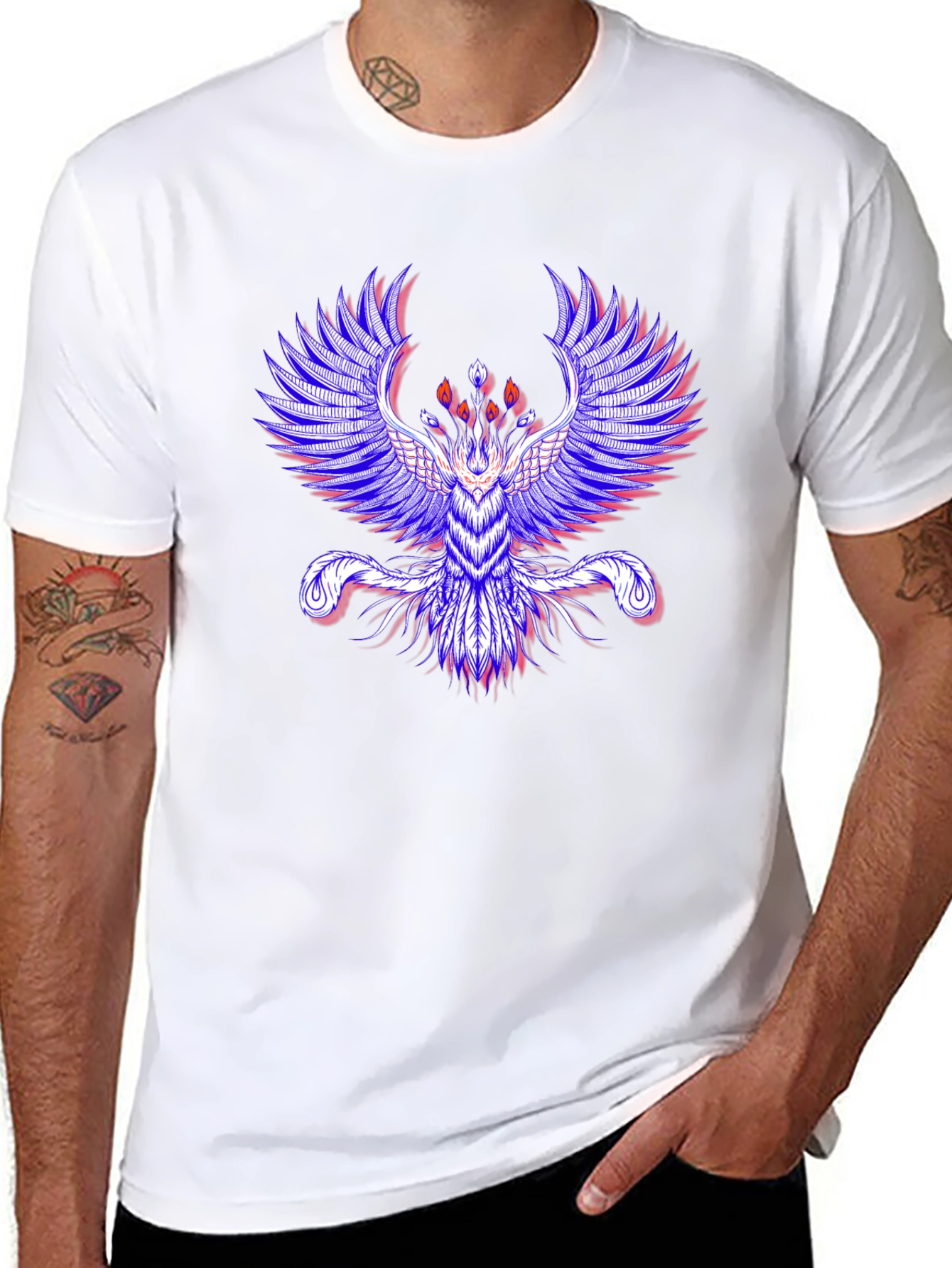 Phoenix Graphic Print Mens Black T-Shirt