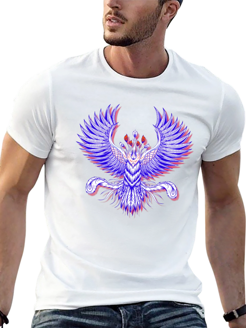 Phoenix Graphic Print Mens Black T-Shirt